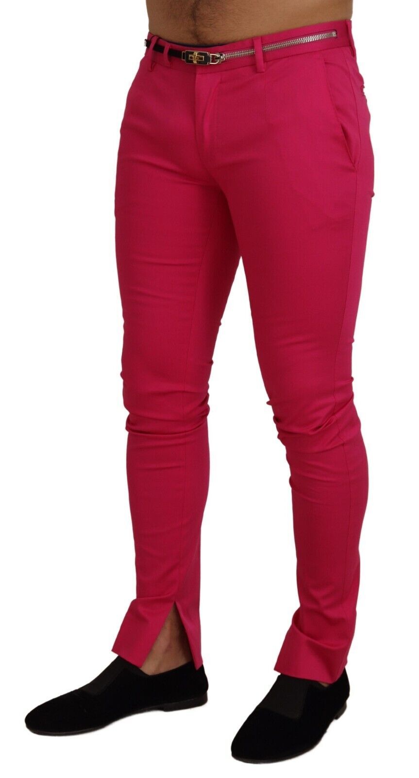 Roze broek met rits en gesp in de taille
