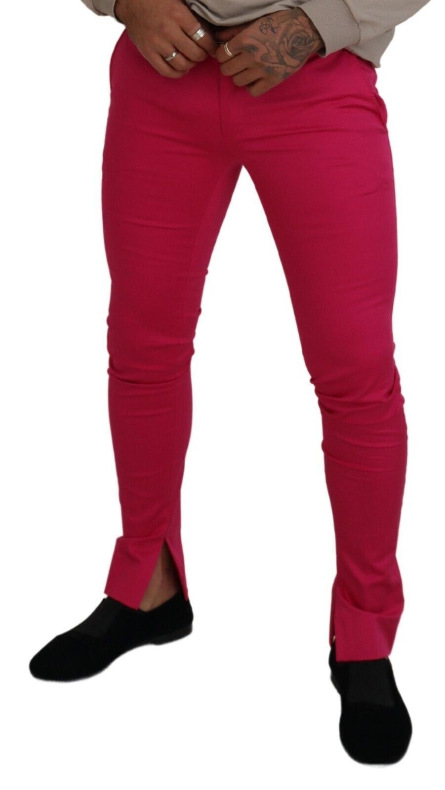 Roze broek met rits en gesp in de taille