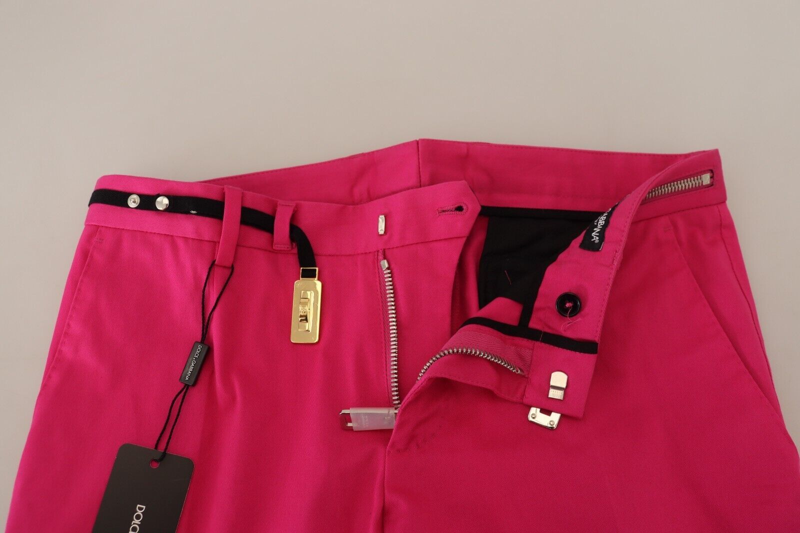 Roze broek met rits en gesp in de taille