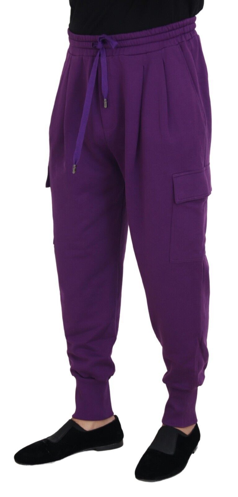 Paarse katoenen cargo joggingbroek