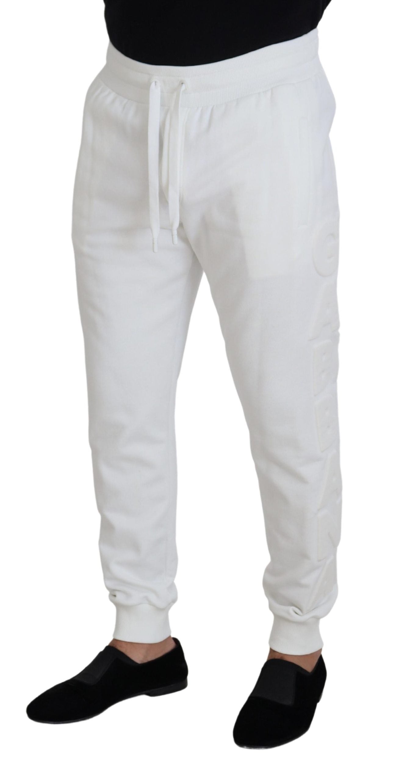 Witte sportlogo katoenen joggingbroek broek