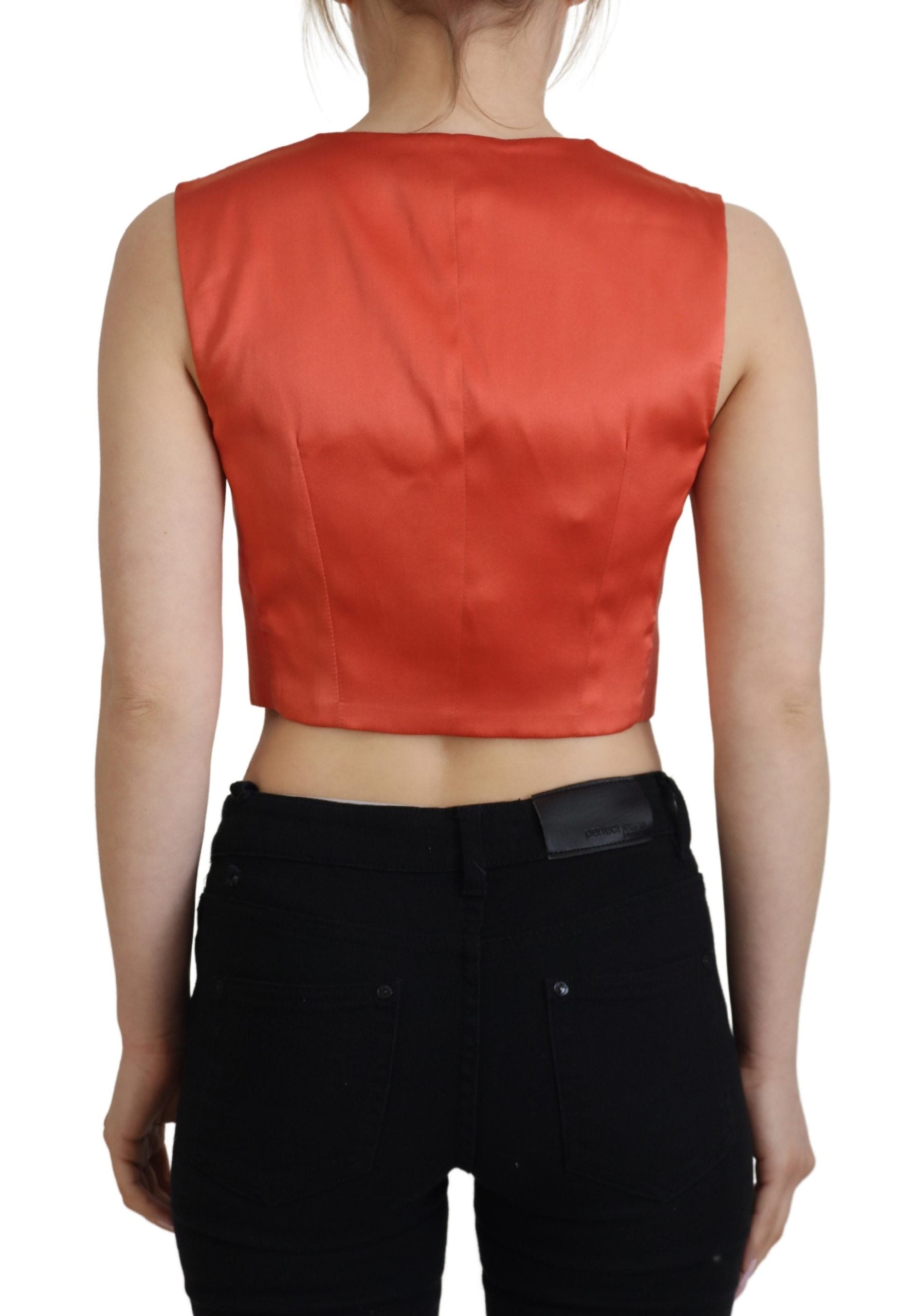 Oranje mouwloos vest cropped vest top