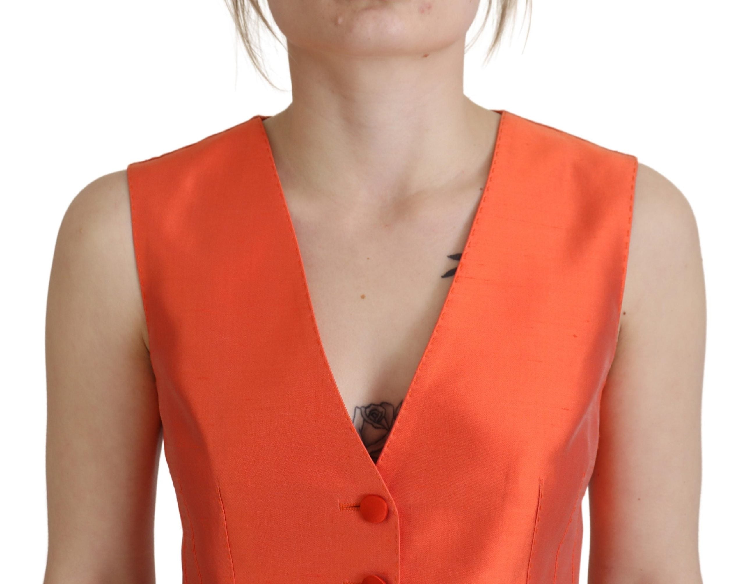 Oranje mouwloos vest cropped vest top