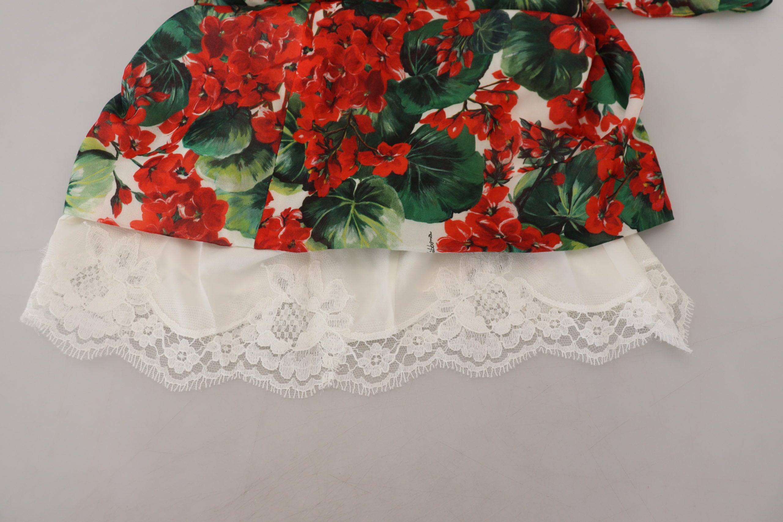 Multicolor Geranium Zijden Schede Midi-jurk