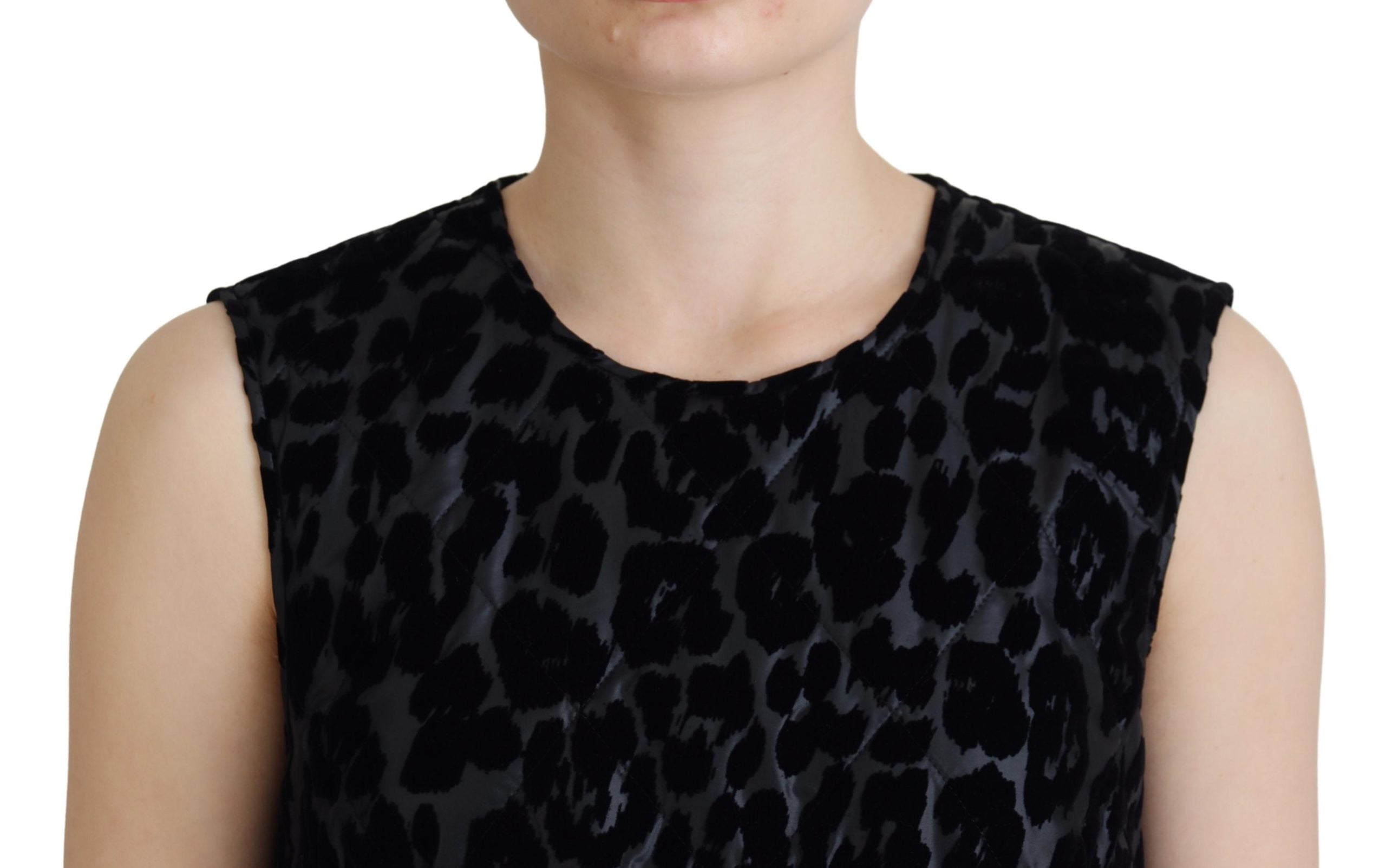 Zwarte luipaard mini-jurk van polyester
