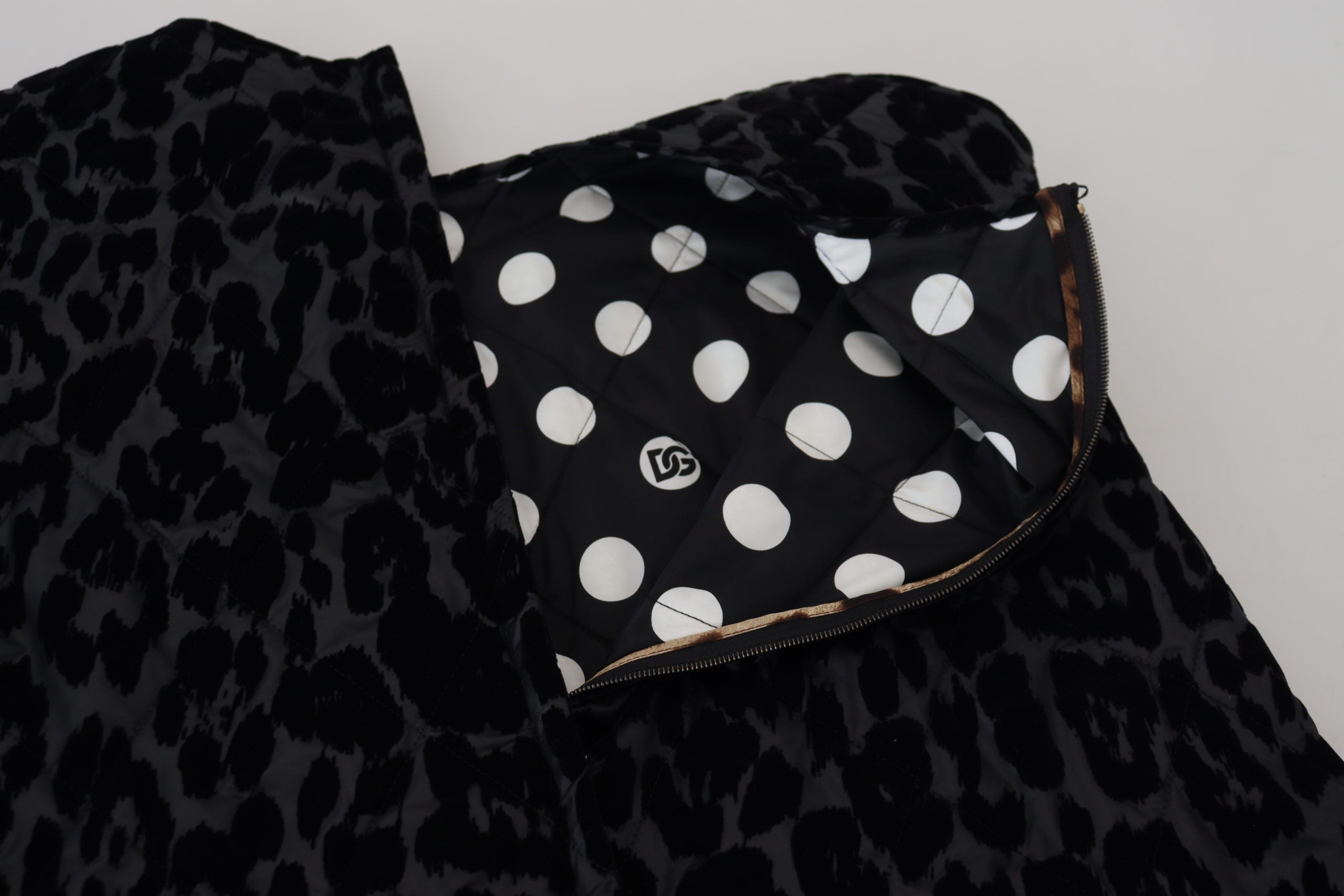 Zwarte luipaard mini-jurk van polyester