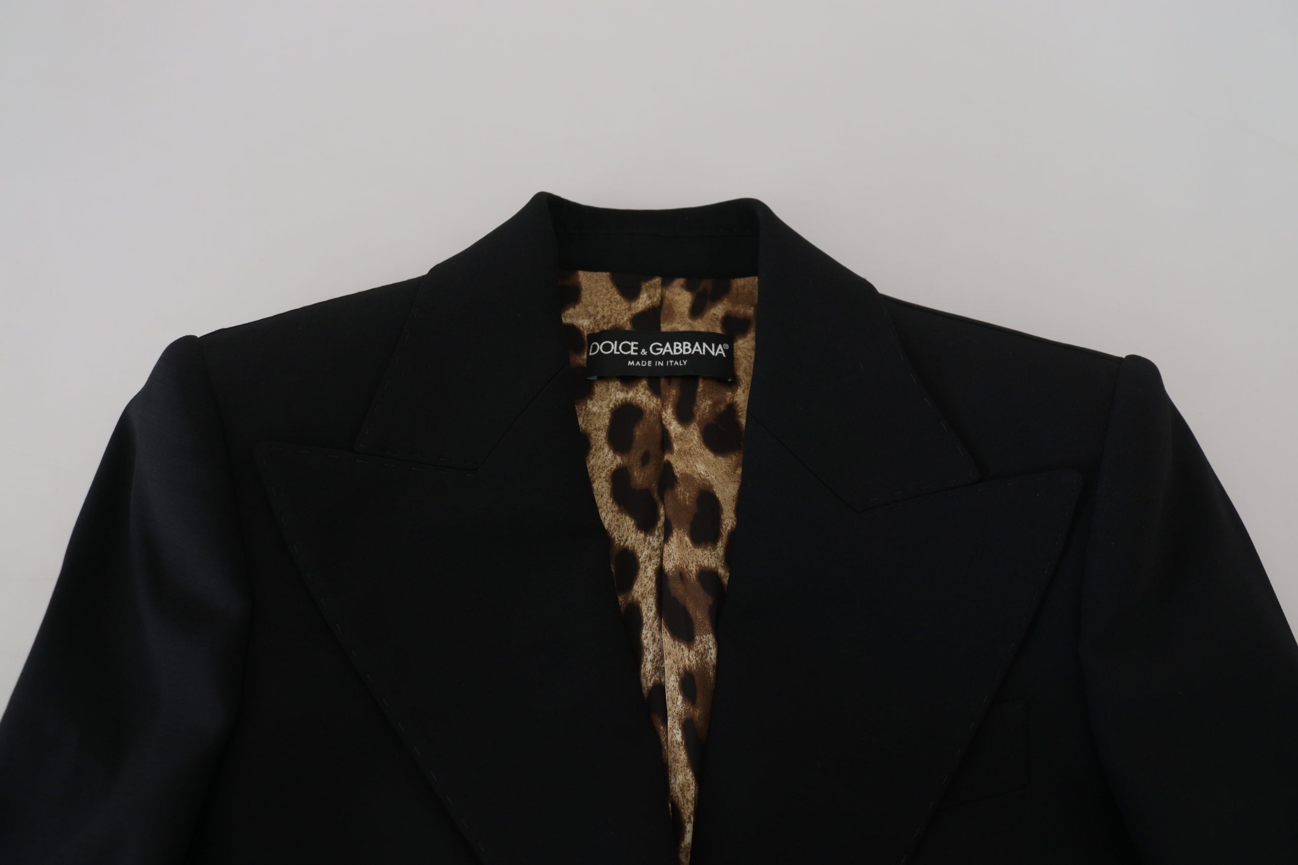 Zwarte enkelrijs blazer wollen jas