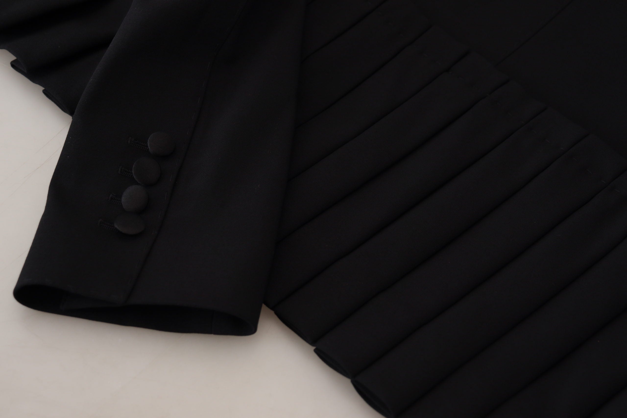 Zwarte enkelrijs blazer wollen jas