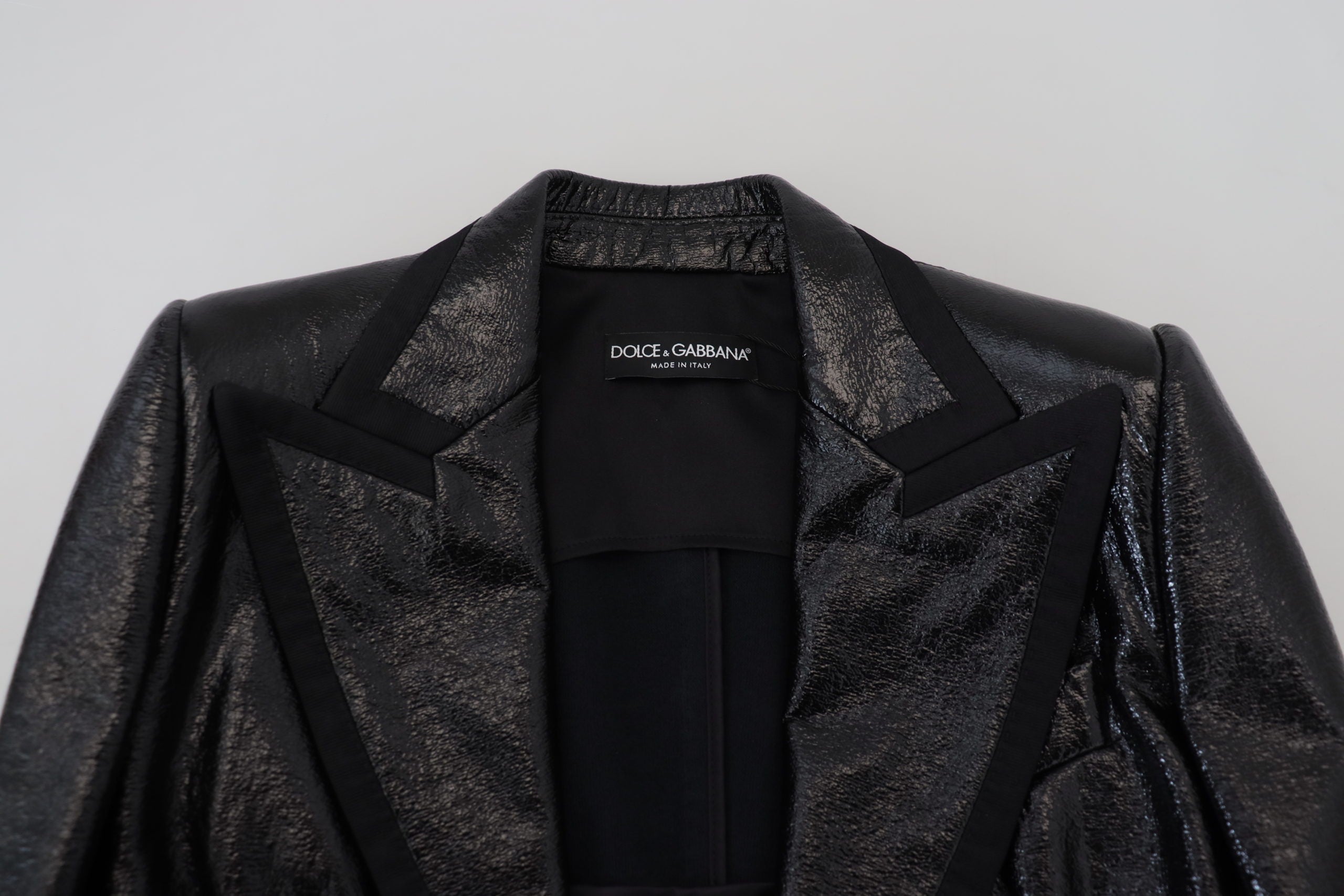 Zwarte lange mouwen crop blazer katoenen jas