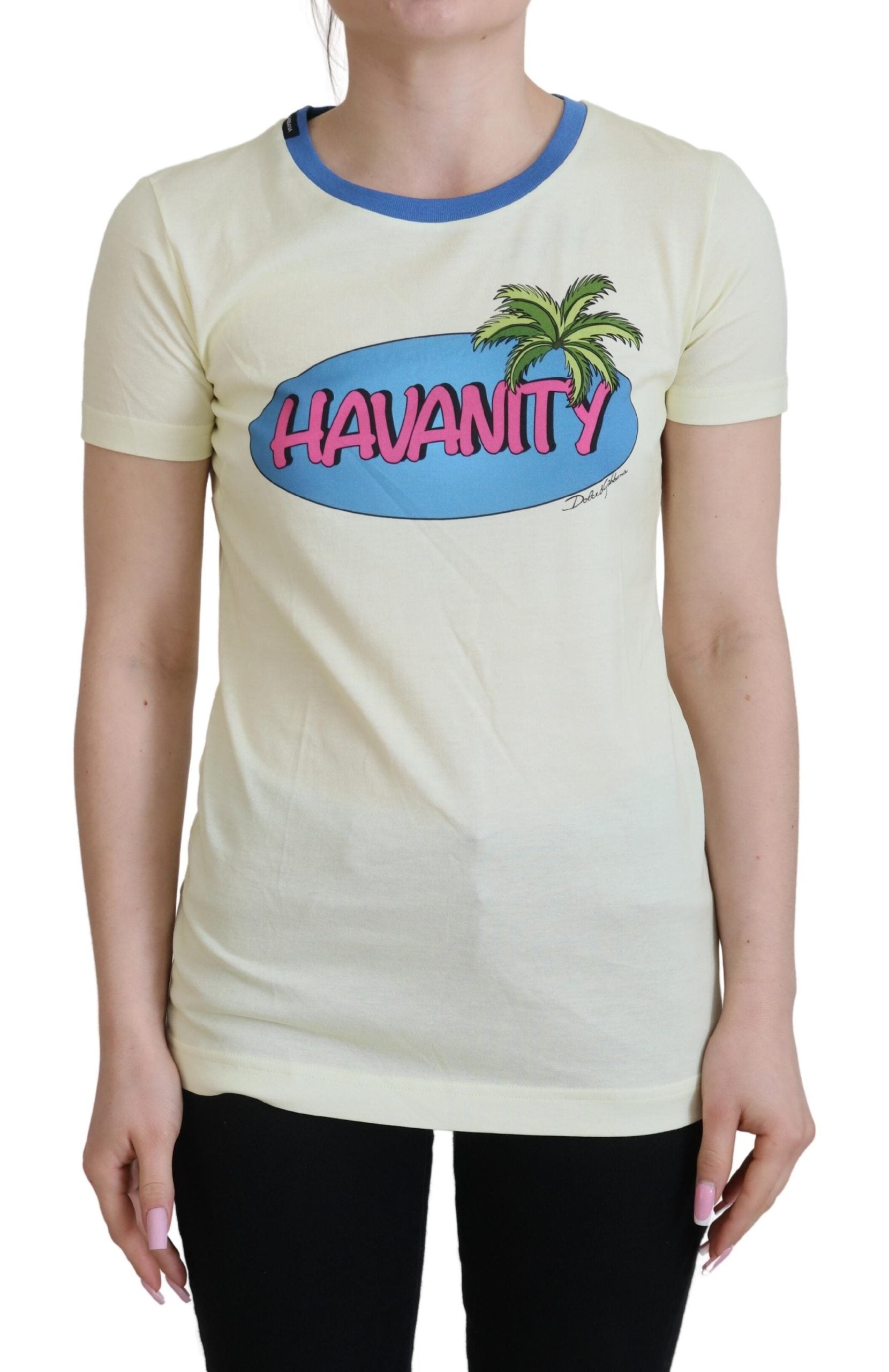 Geel Havanity T-shirt met ronde hals van katoen
