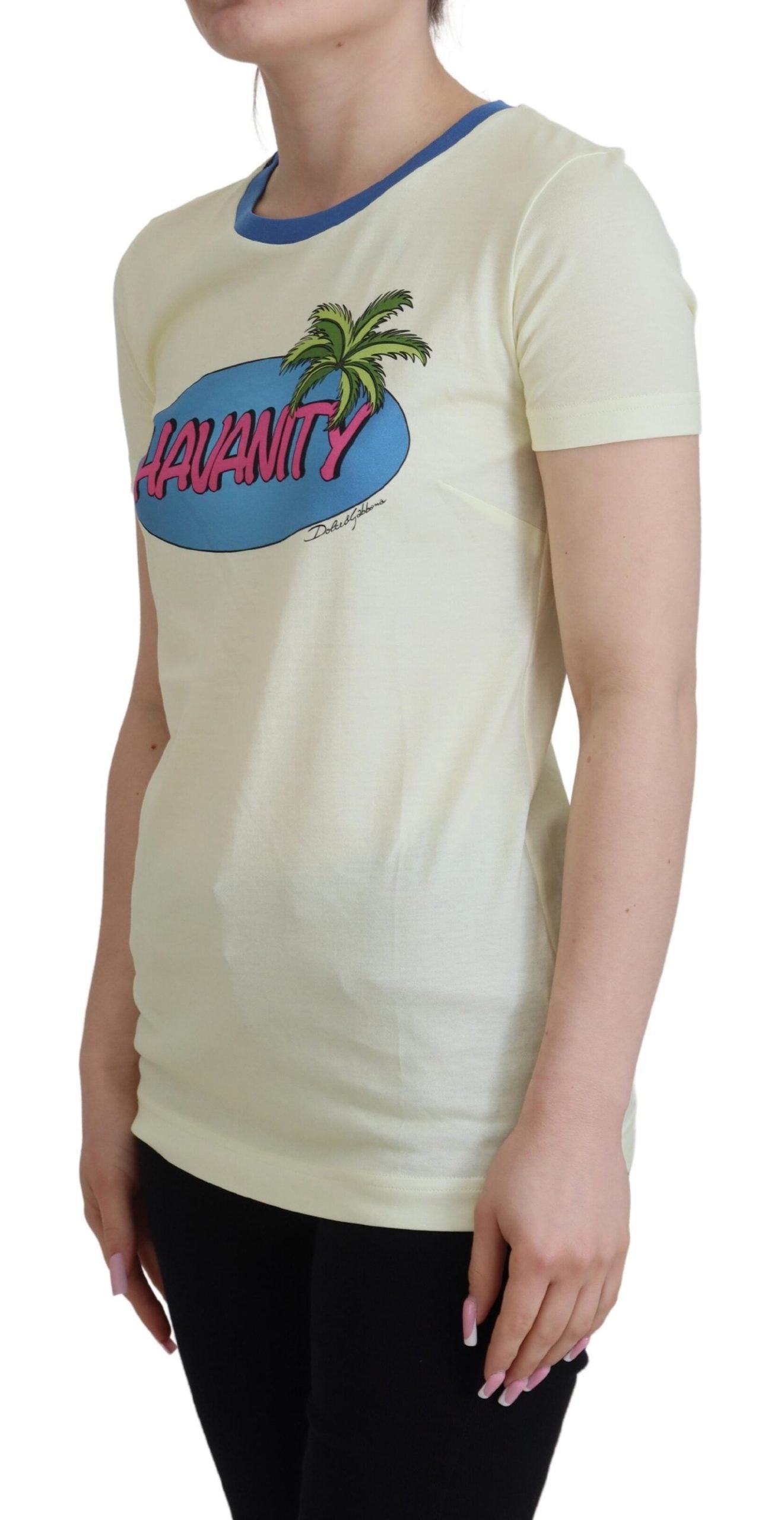 Geel Havanity T-shirt met ronde hals van katoen