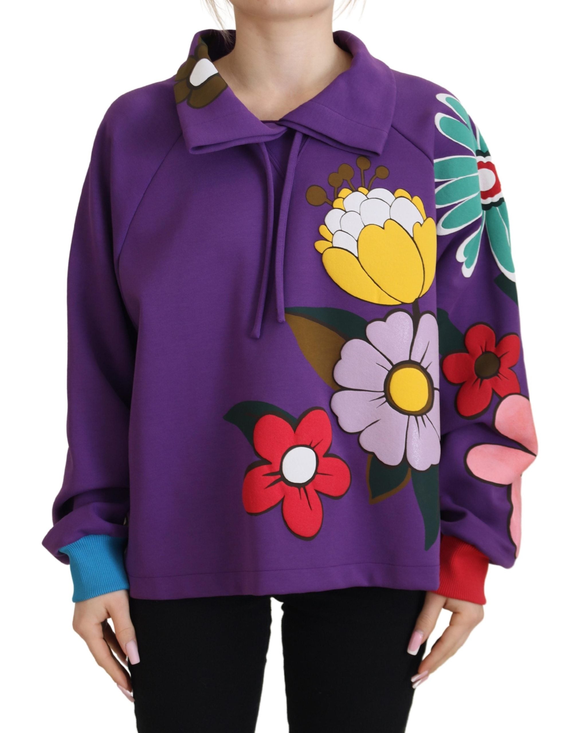 Paarse katoenen trui met bloemenprint