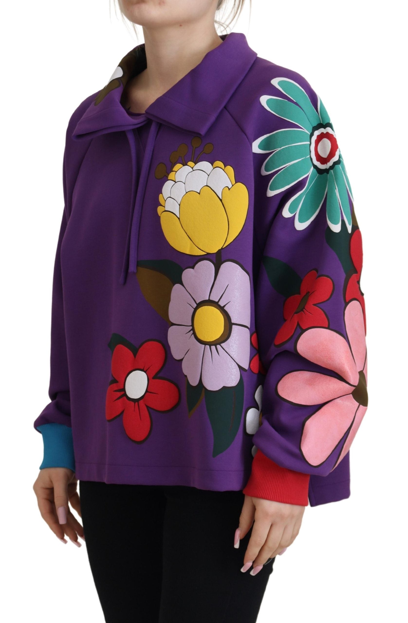 Paarse katoenen trui met bloemenprint
