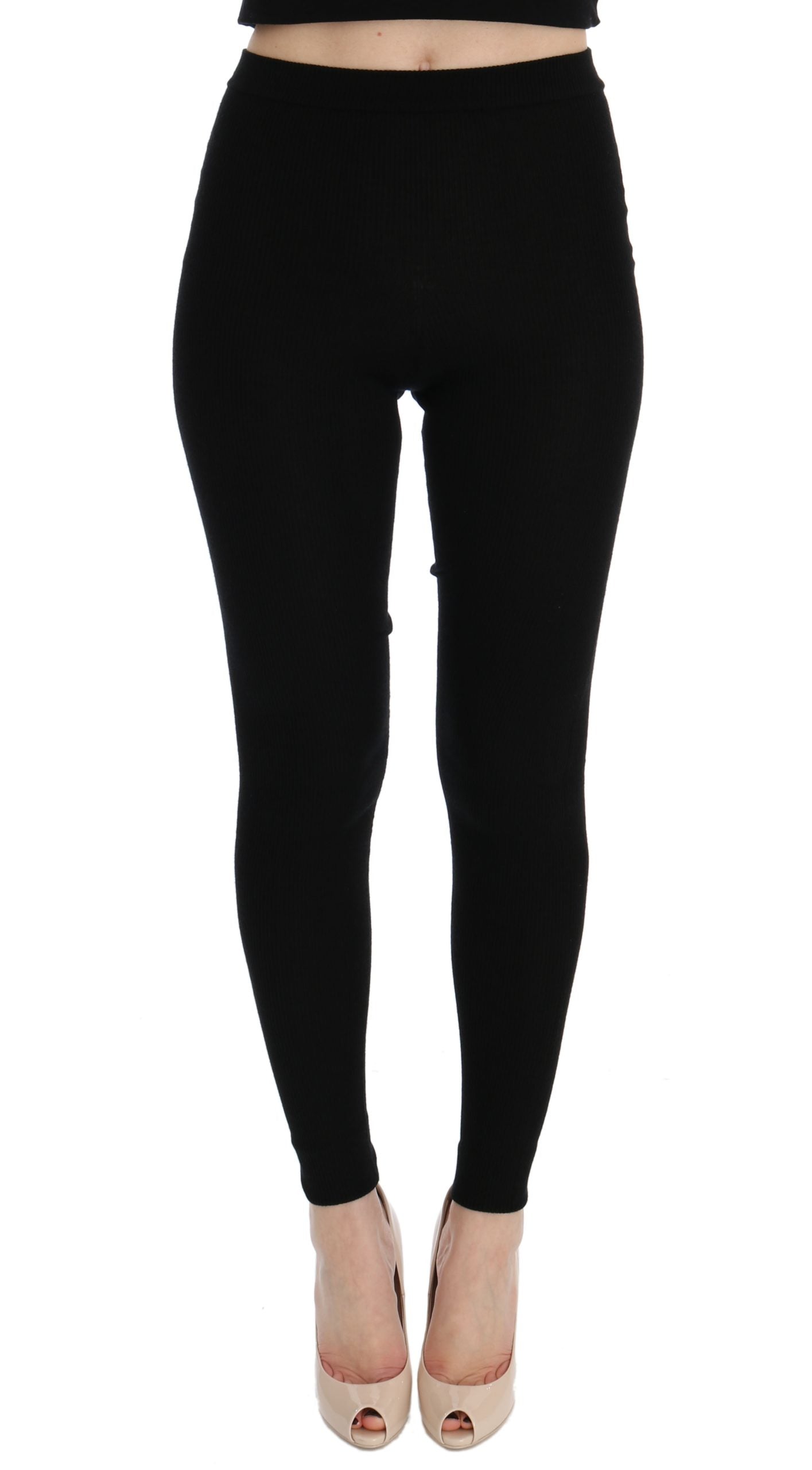 Zwarte slim fit kasjmier broek voor dames