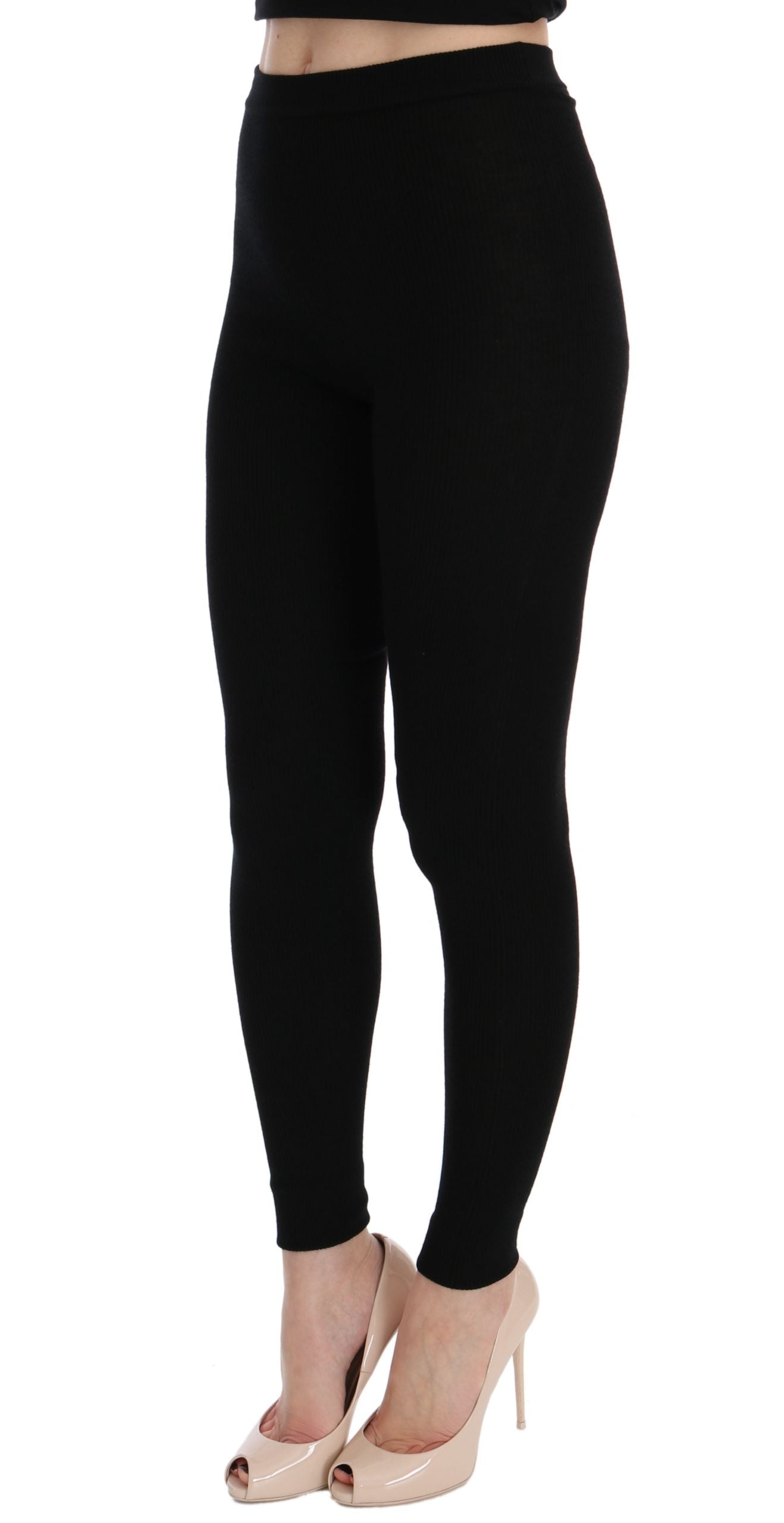 Zwarte slim fit kasjmier broek voor dames