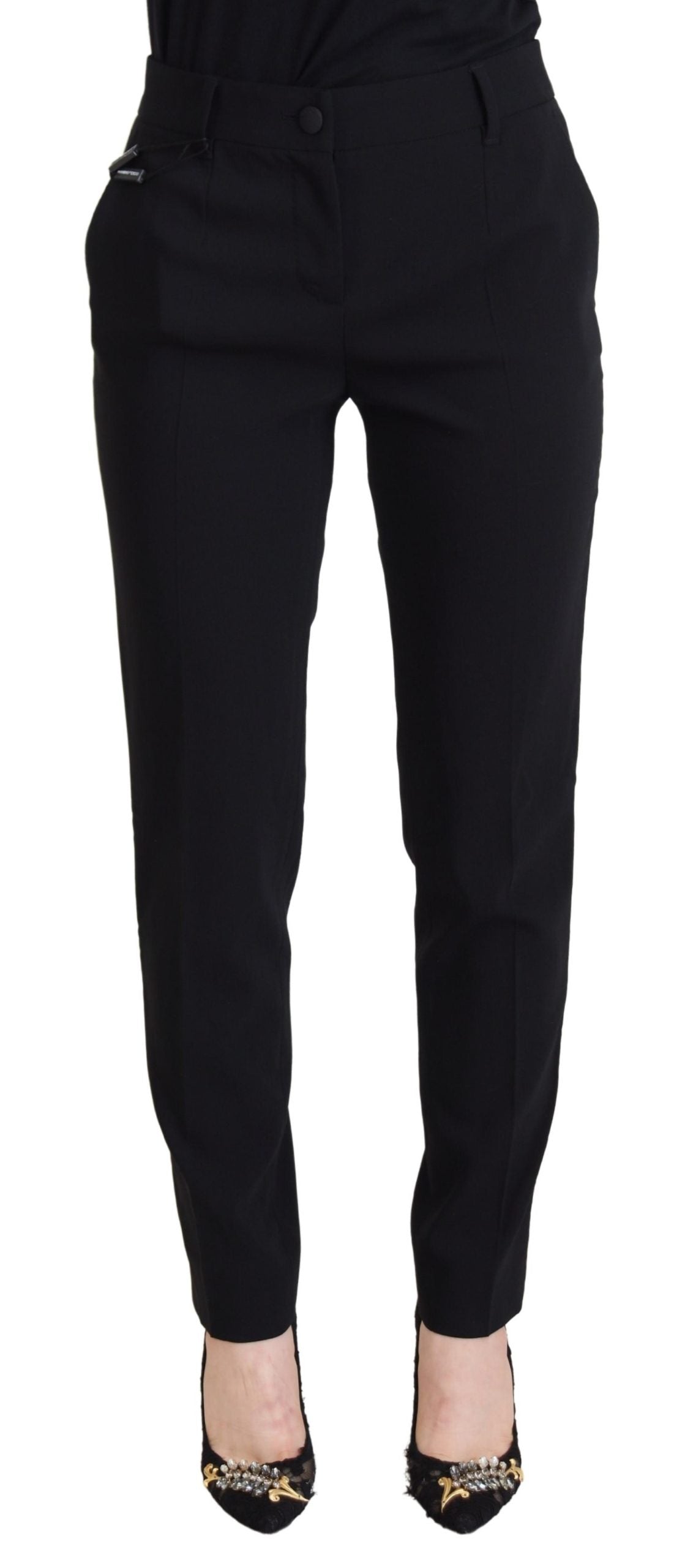 Zwarte damesbroek met hoge taille