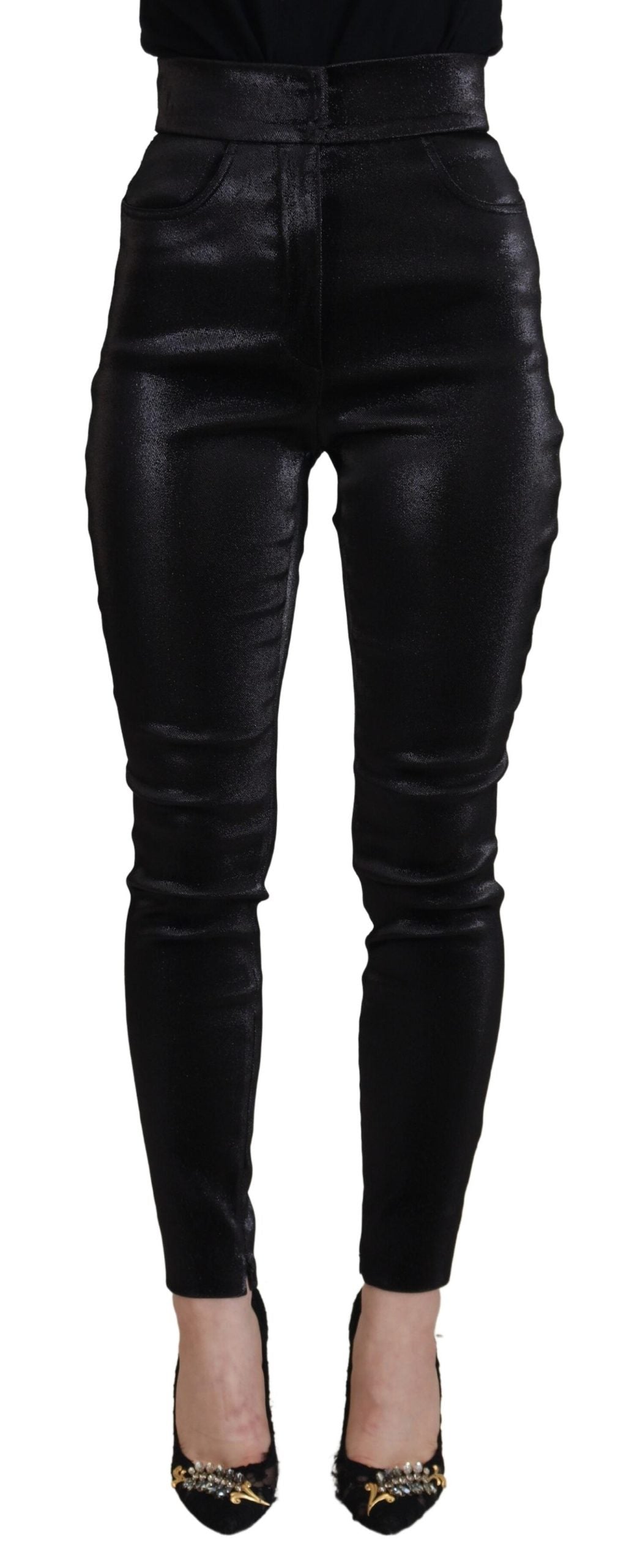 Zwarte gewassen katoenen skinny denim jeans