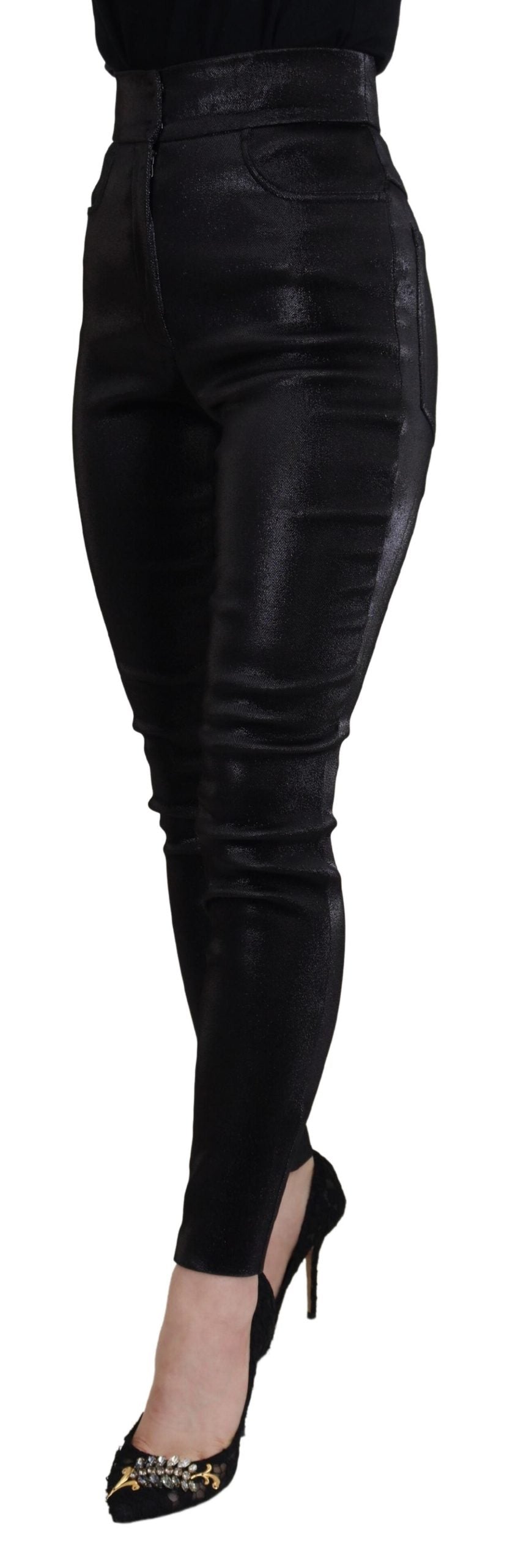 Zwarte gewassen katoenen skinny denim jeans