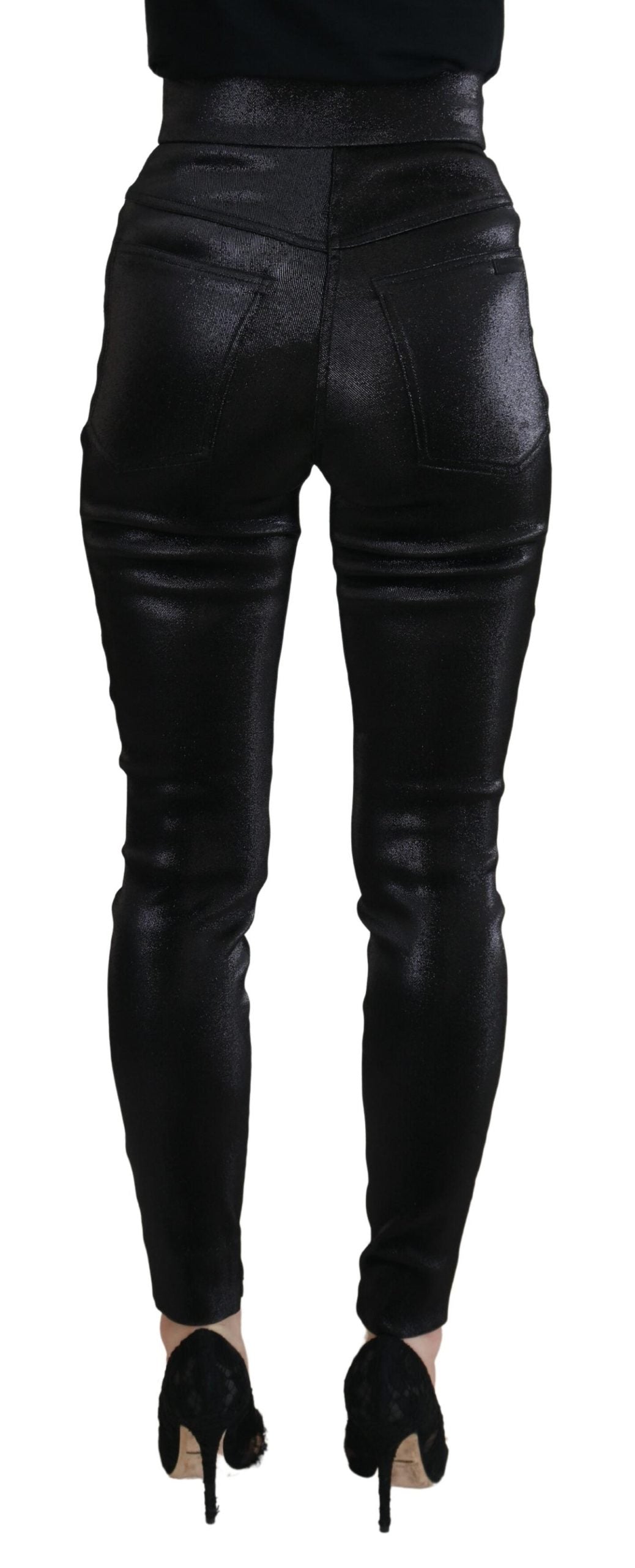 Zwarte gewassen katoenen skinny denim jeans