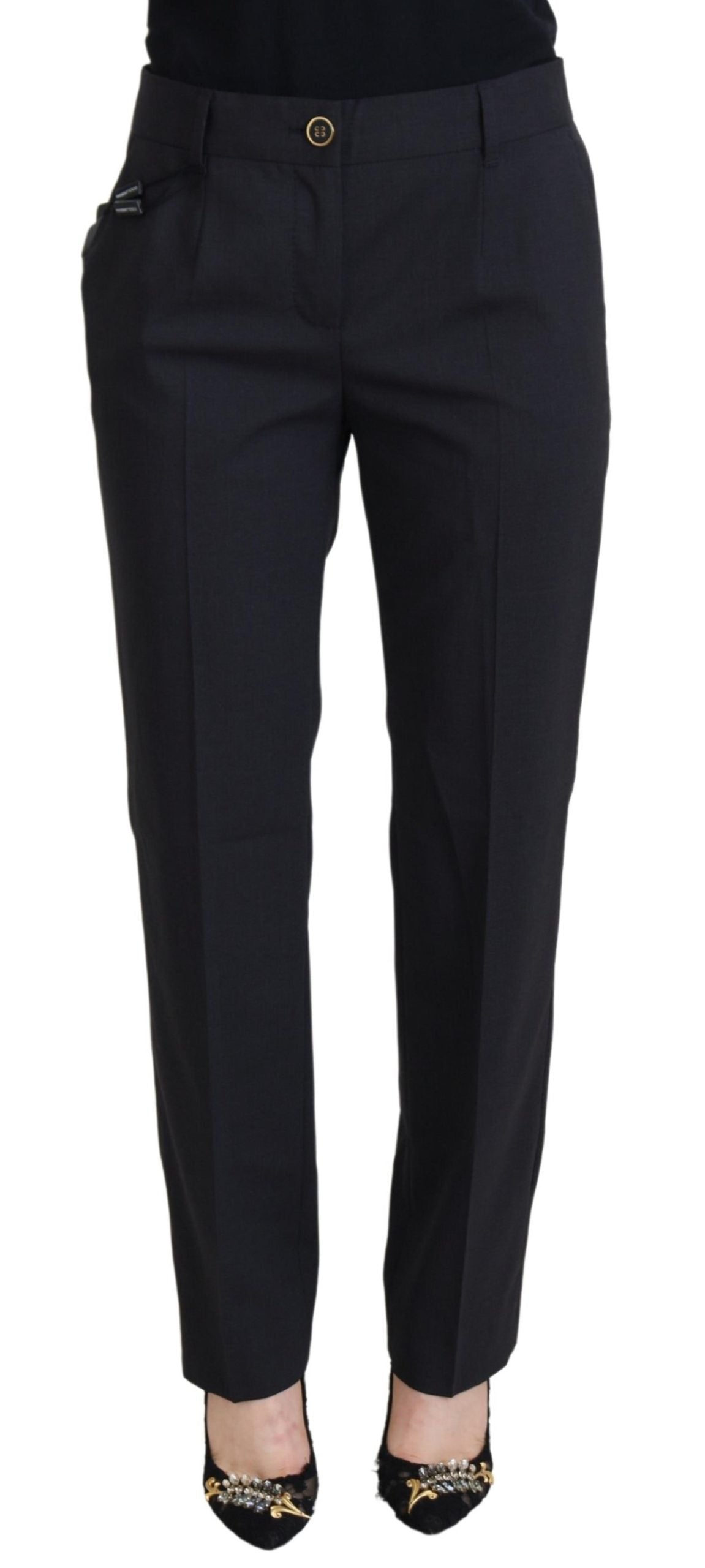 Grijze dames formele taps toelopende broek