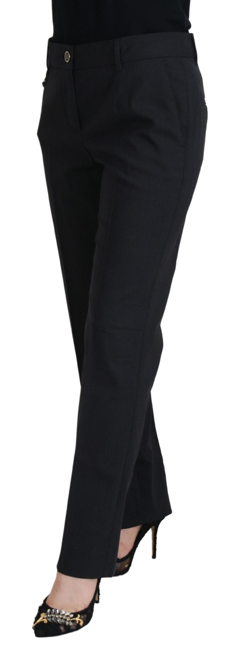 Grijze dames formele taps toelopende broek