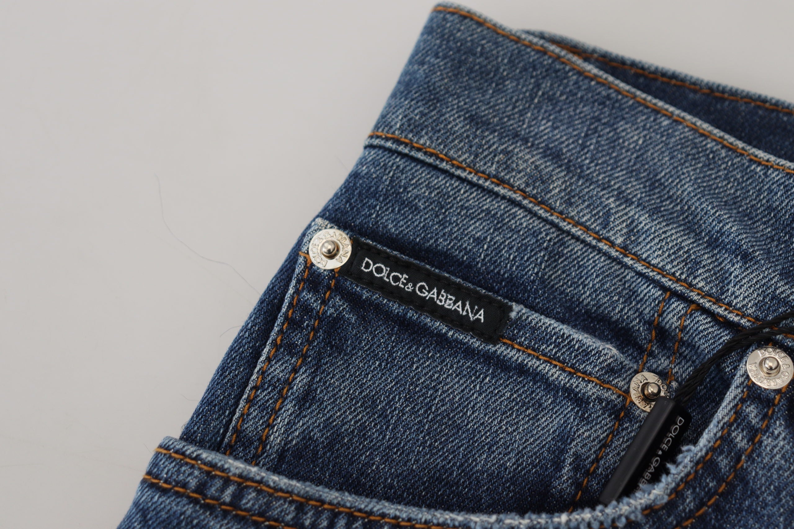 Blauwe geruite skinny denim jeans