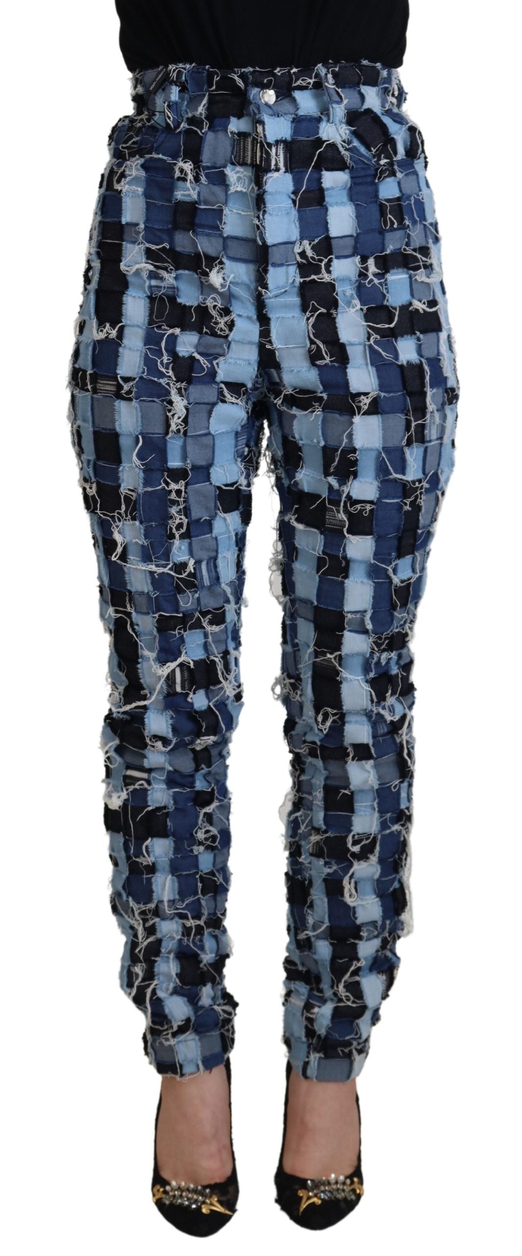 Multicolor Patchwork Katoenen Denim Jeans