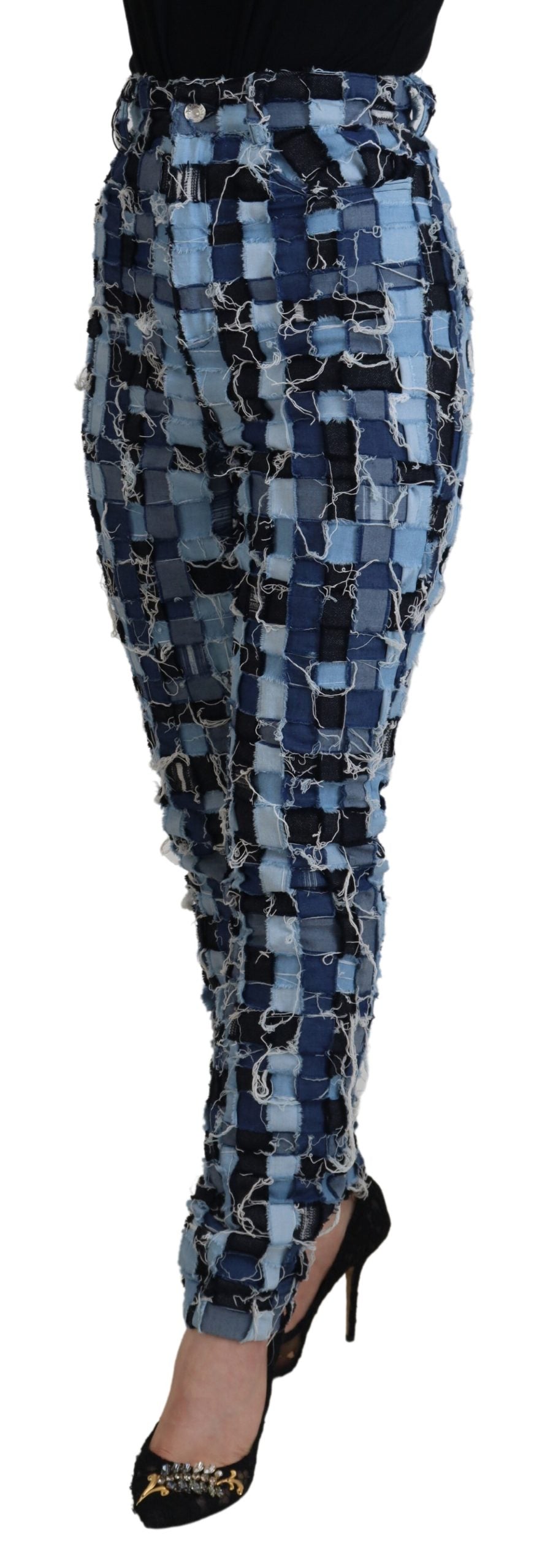 Multicolor Patchwork Katoenen Denim Jeans