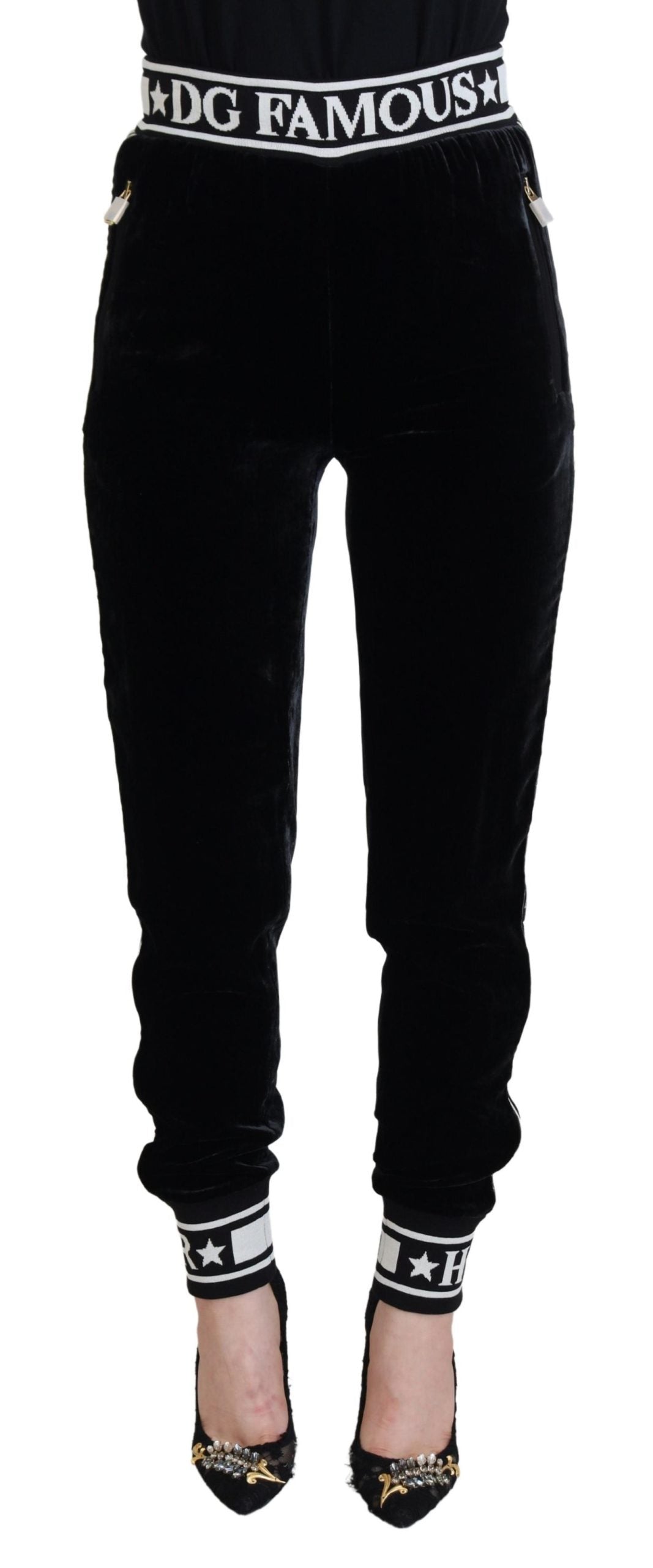 Zwarte DG-logo fluwelen broek