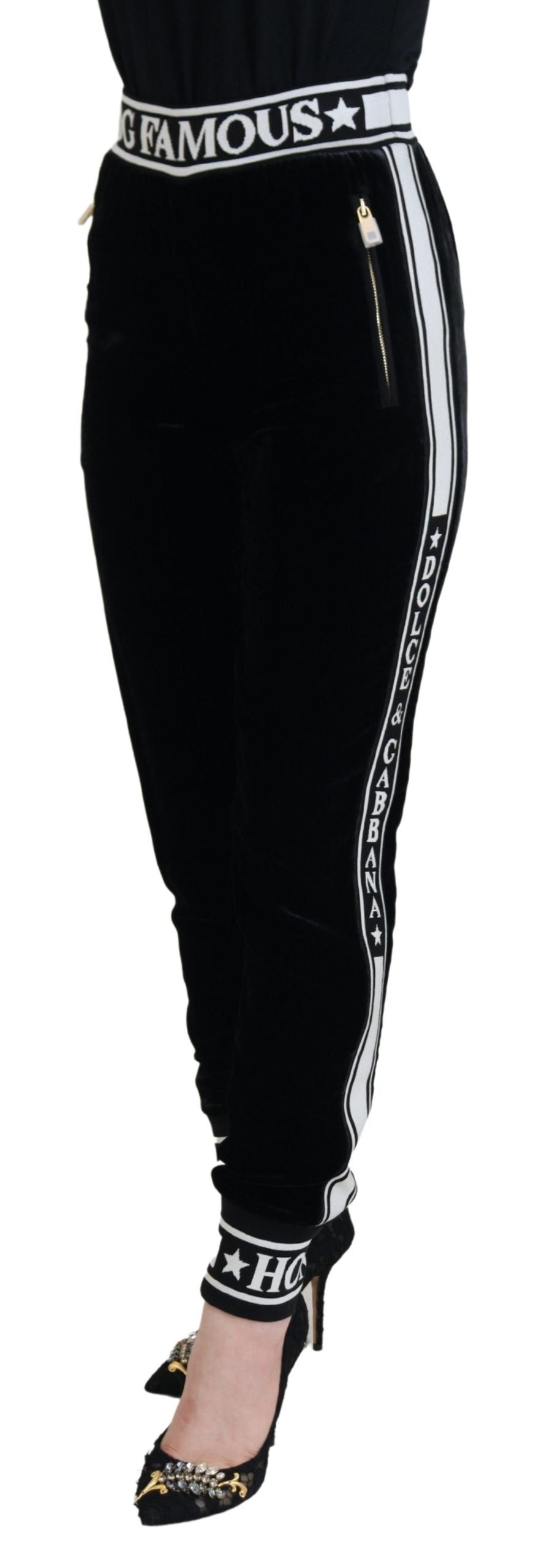 Zwarte DG-logo fluwelen broek