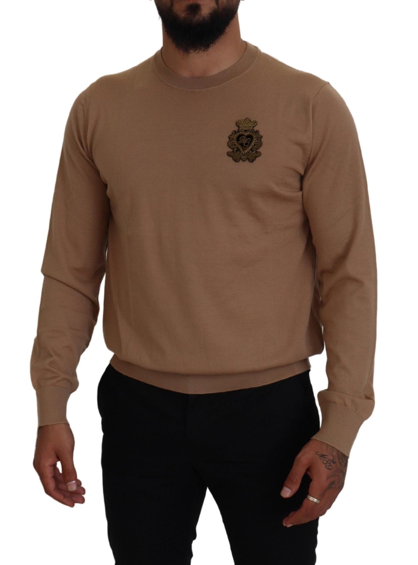 Beige kasjmier kroonlogo trui
