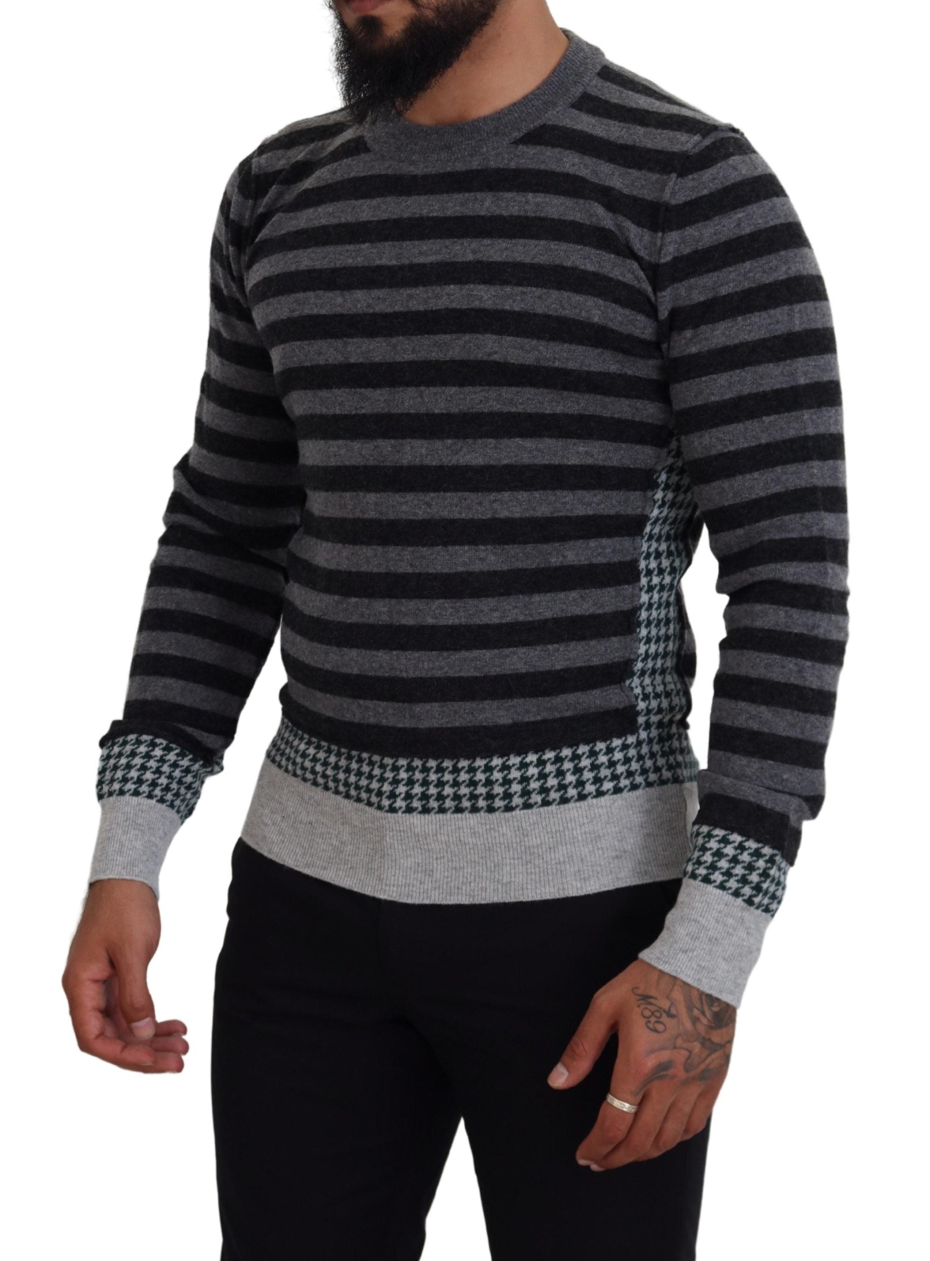 Zwartgrijze wollen logo pullover trui
