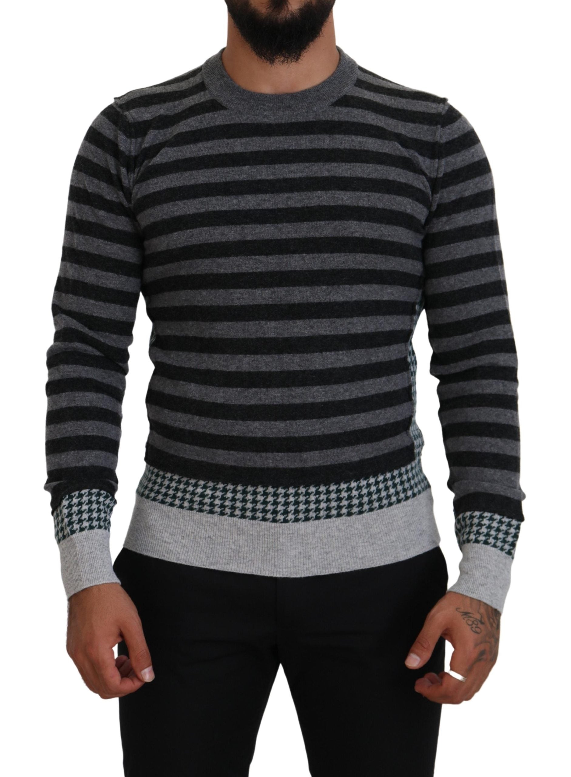 Zwartgrijze wollen logo pullover trui