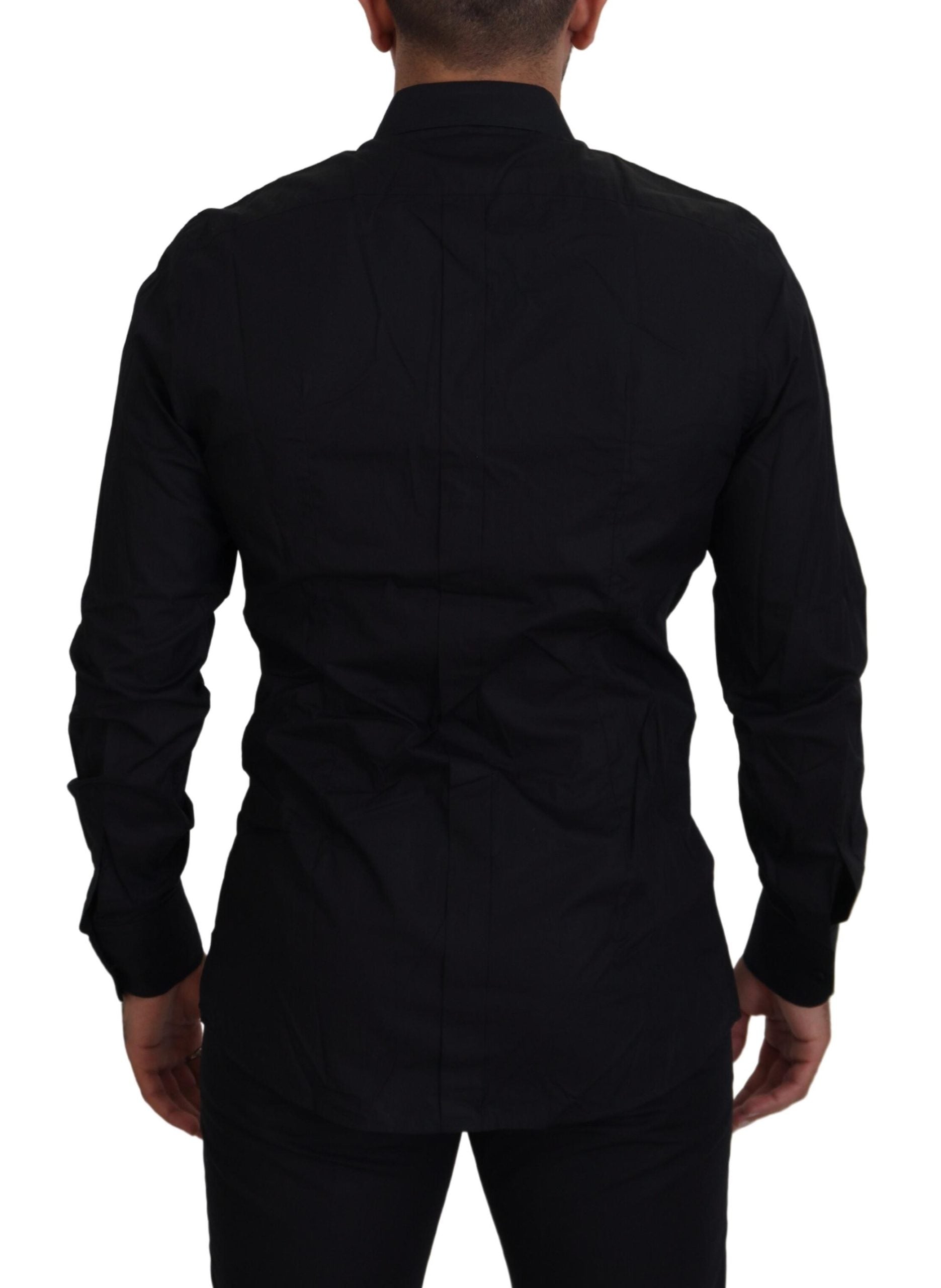 Zwart Goud Kroon Slim Fit Formeel Overhemd