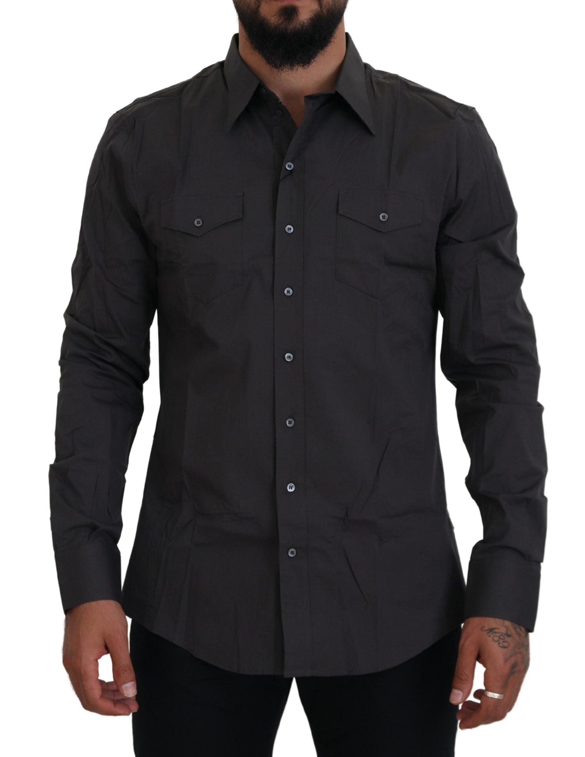 Grijs SICILIA Slim Fit Stretch Overhemd