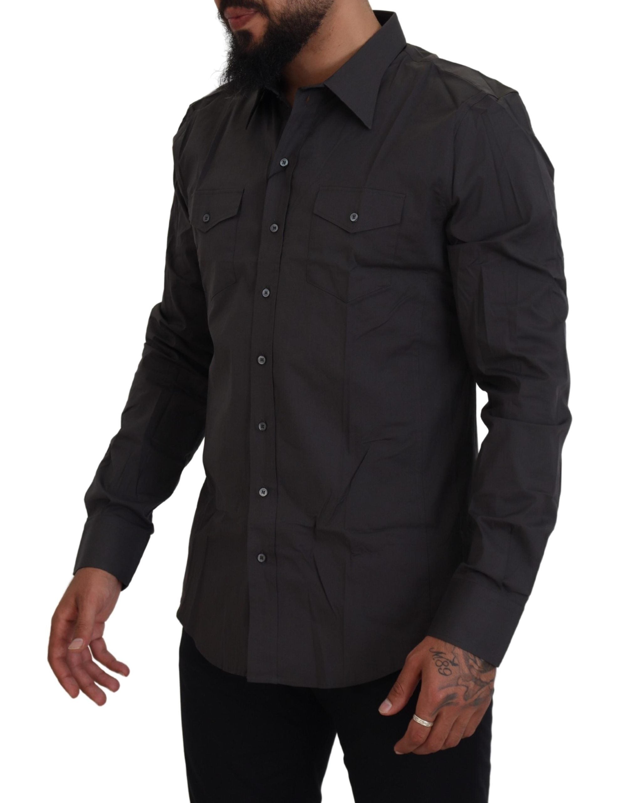 Grijs SICILIA Slim Fit Stretch Overhemd