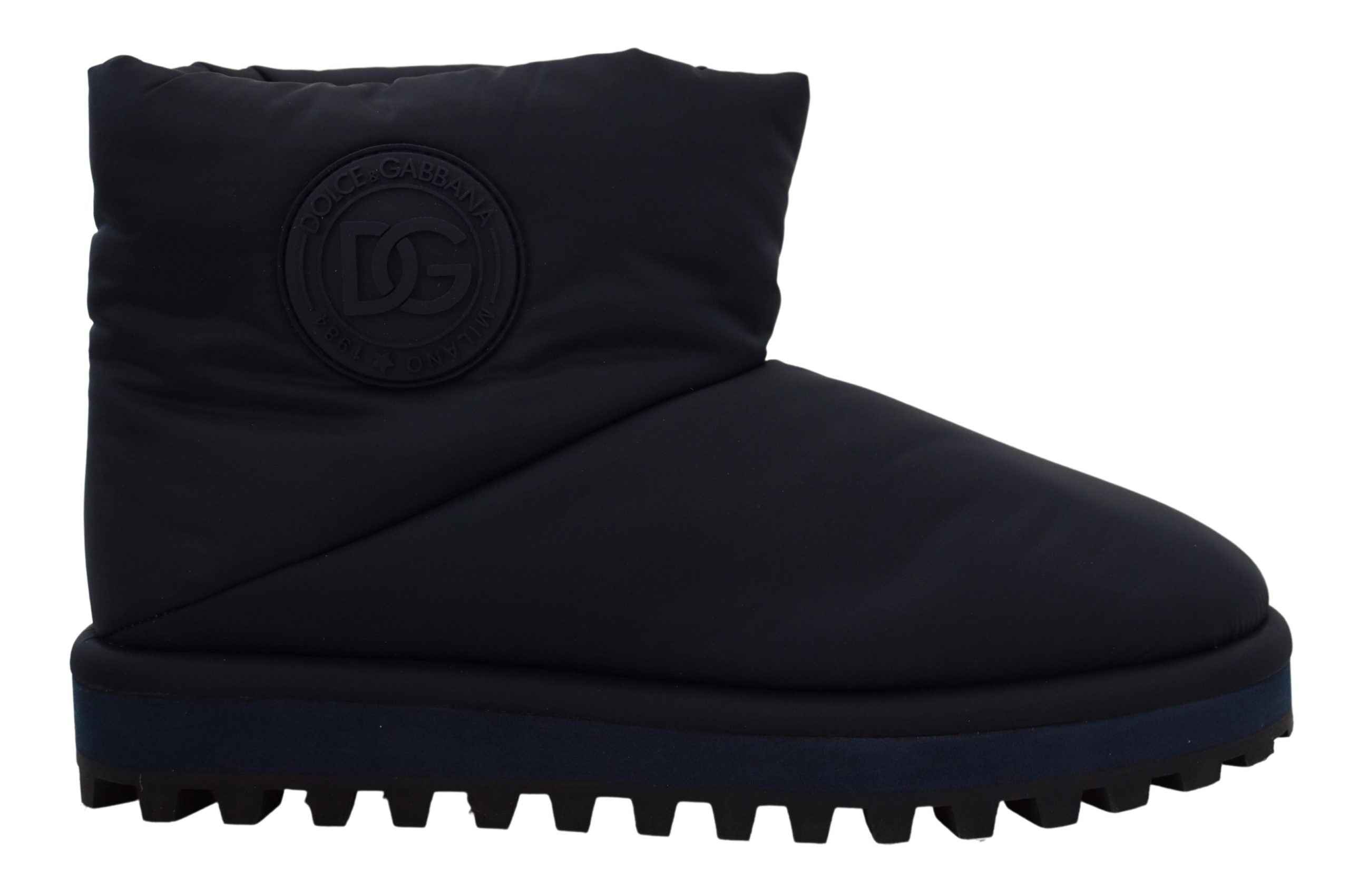 Blauwe nylon laarzen met gevoerde halfhoge schoenen