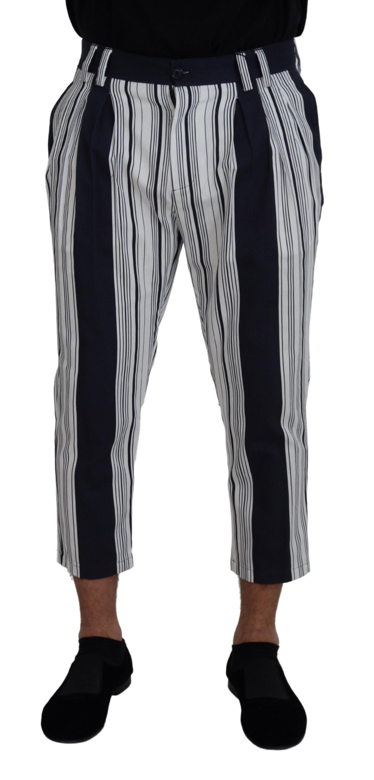 Witte gestreepte cropped broek van katoen