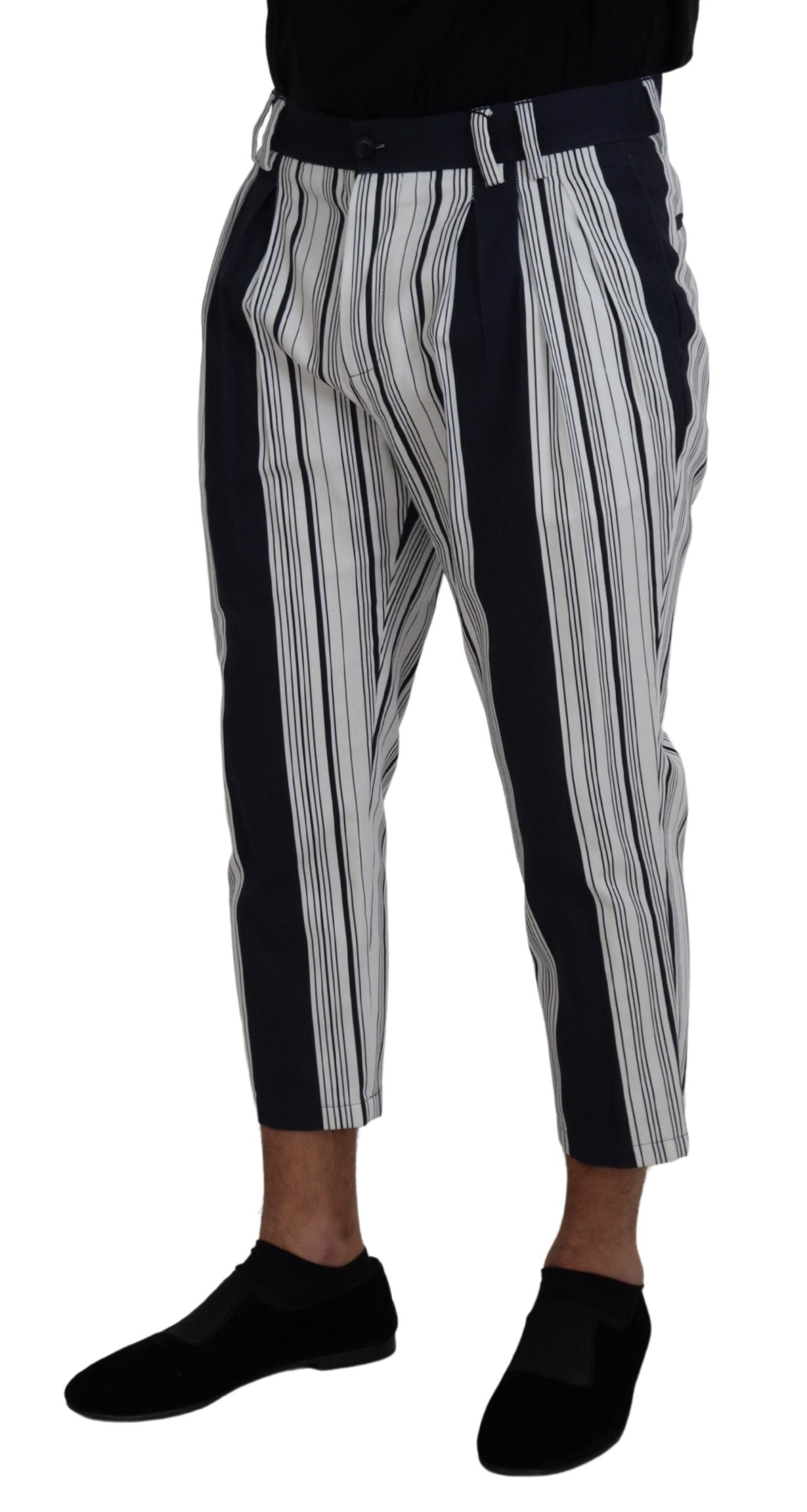 Witte gestreepte cropped broek van katoen