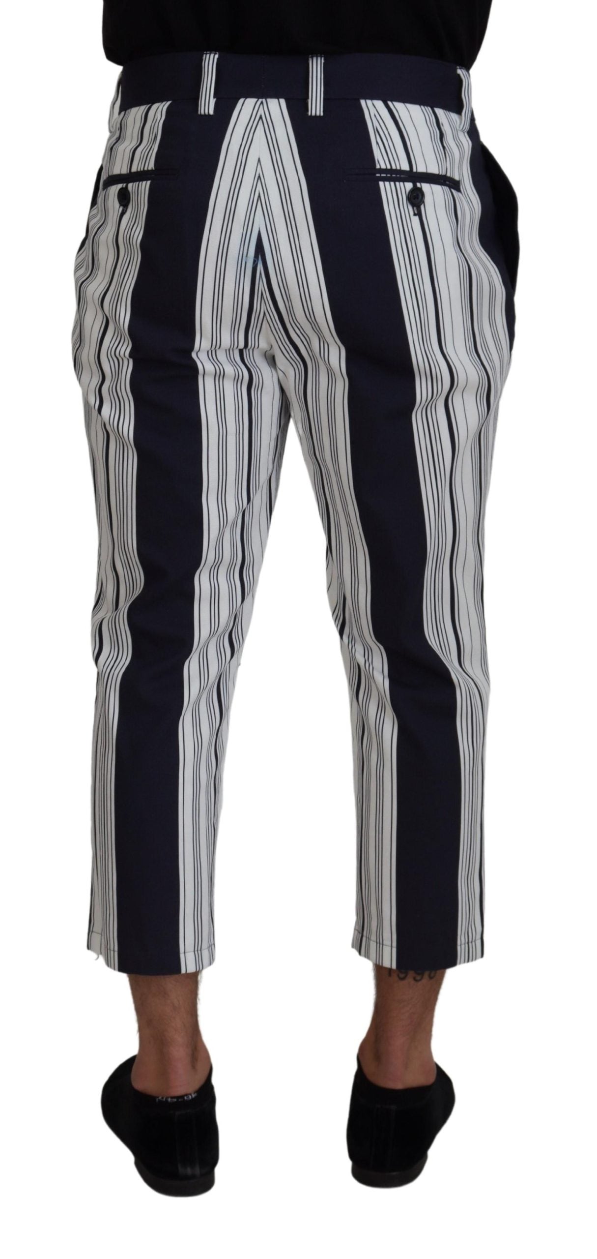 Witte gestreepte cropped broek van katoen