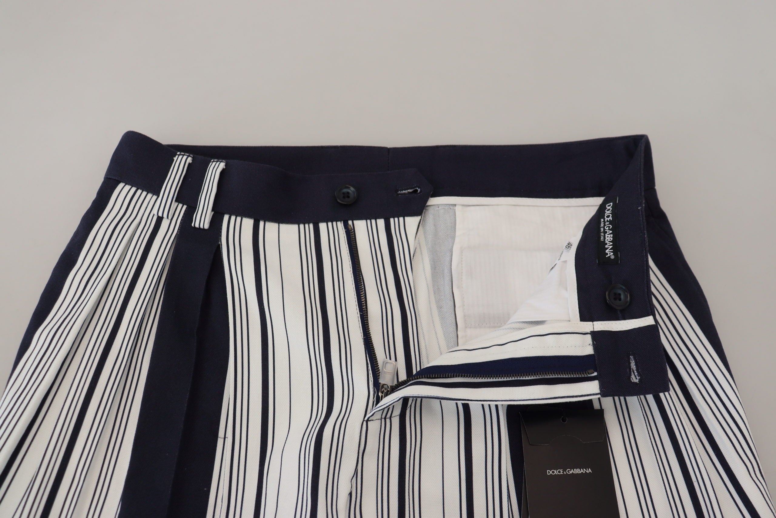 Witte gestreepte cropped broek van katoen