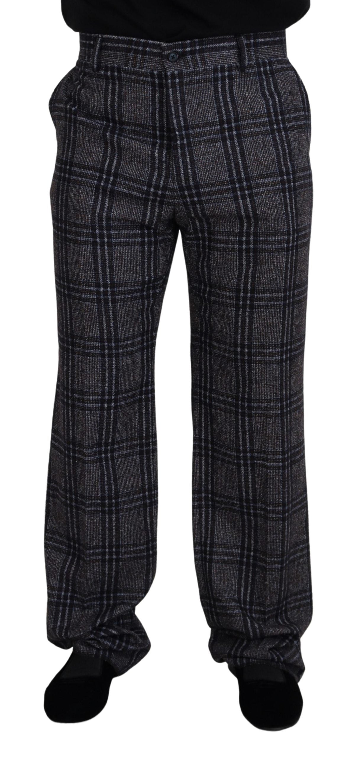 Grijze geruite herenbroek met middelhoge taille