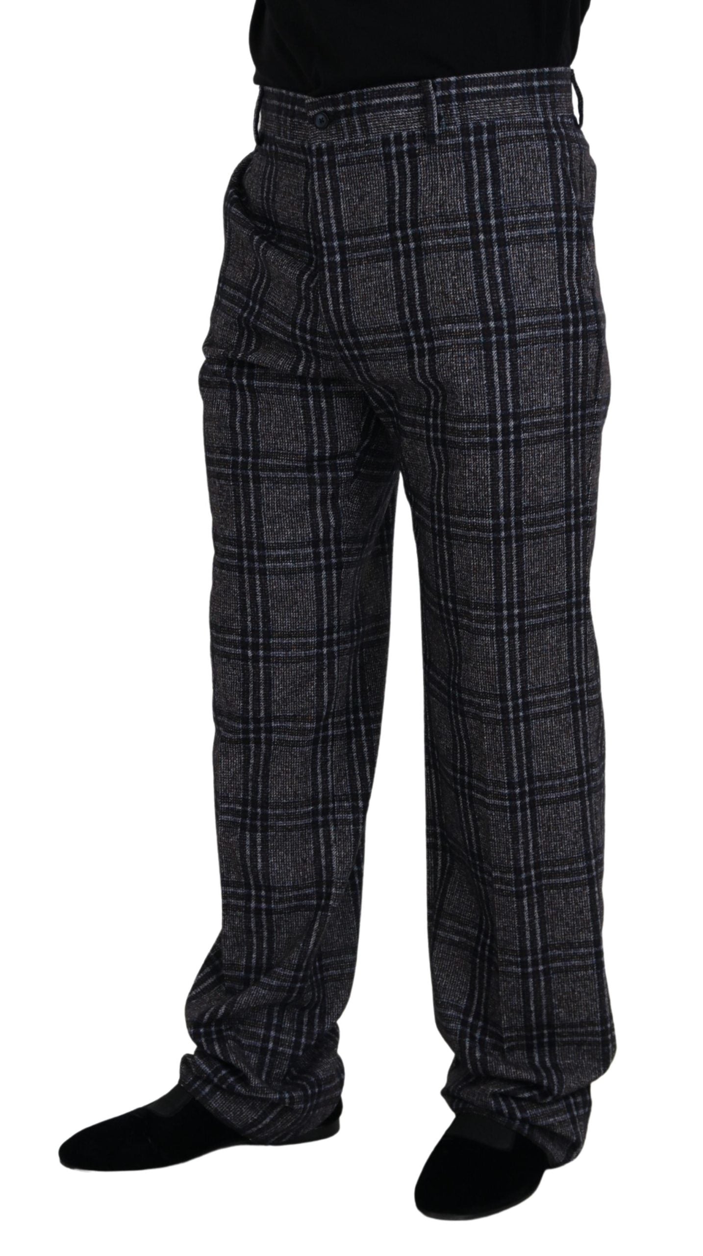 Grijze geruite herenbroek met middelhoge taille