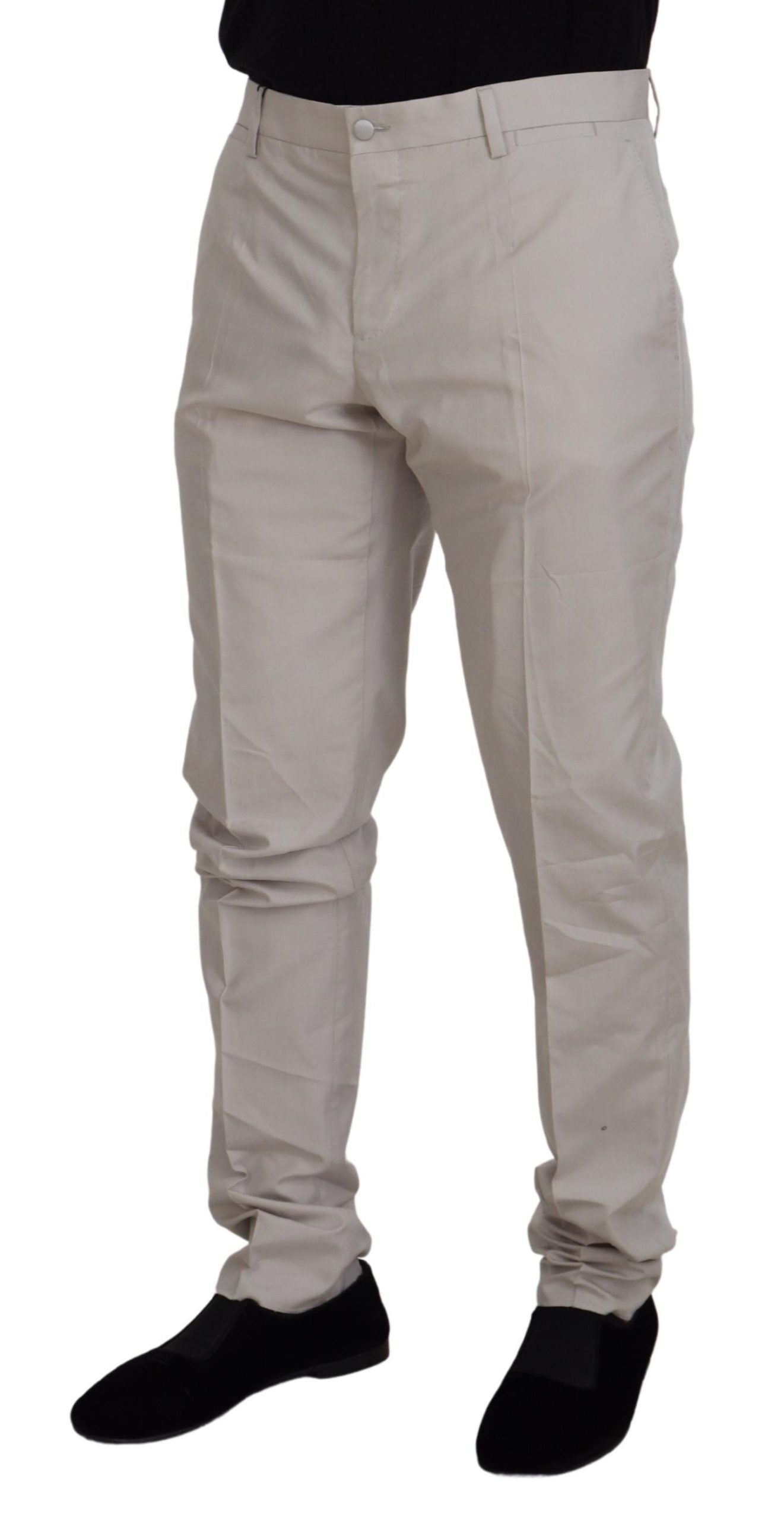 Off White Zijden Chino Broek met Middelhoge Taille