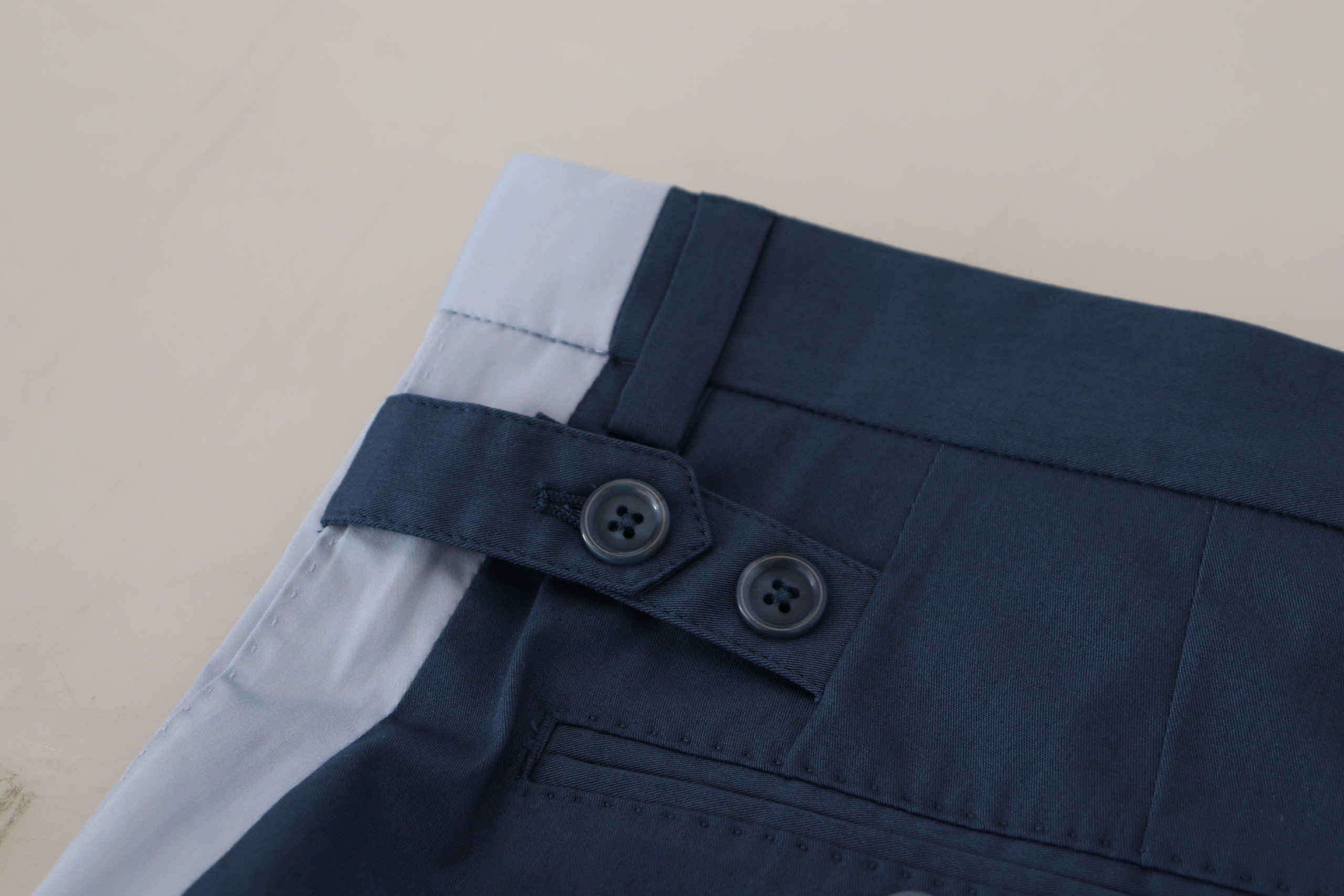 Blauwe katoenen rechte broek