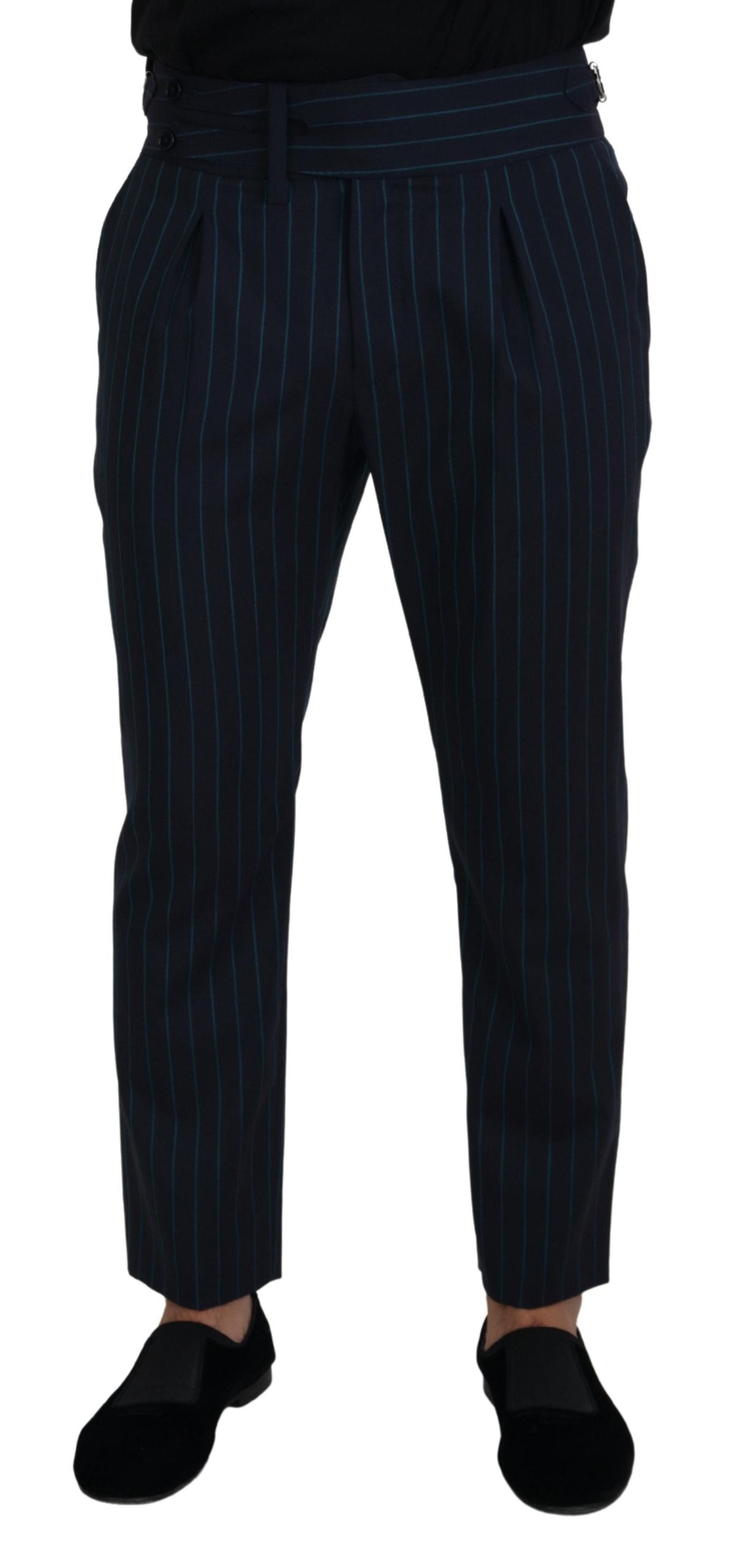 Blauwe gestreepte heren formele broek