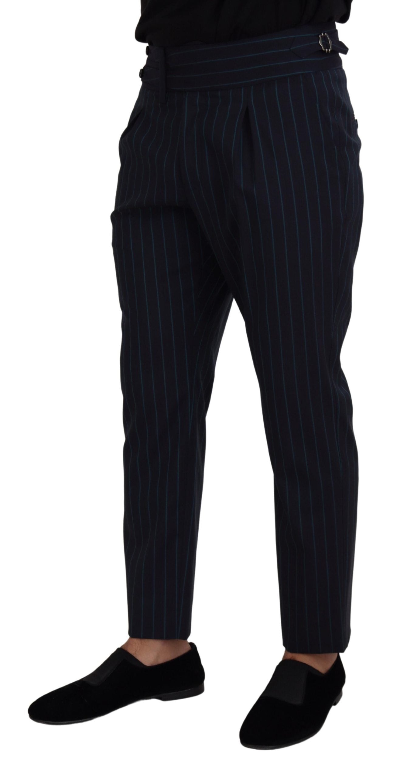 Blauwe gestreepte heren formele broek