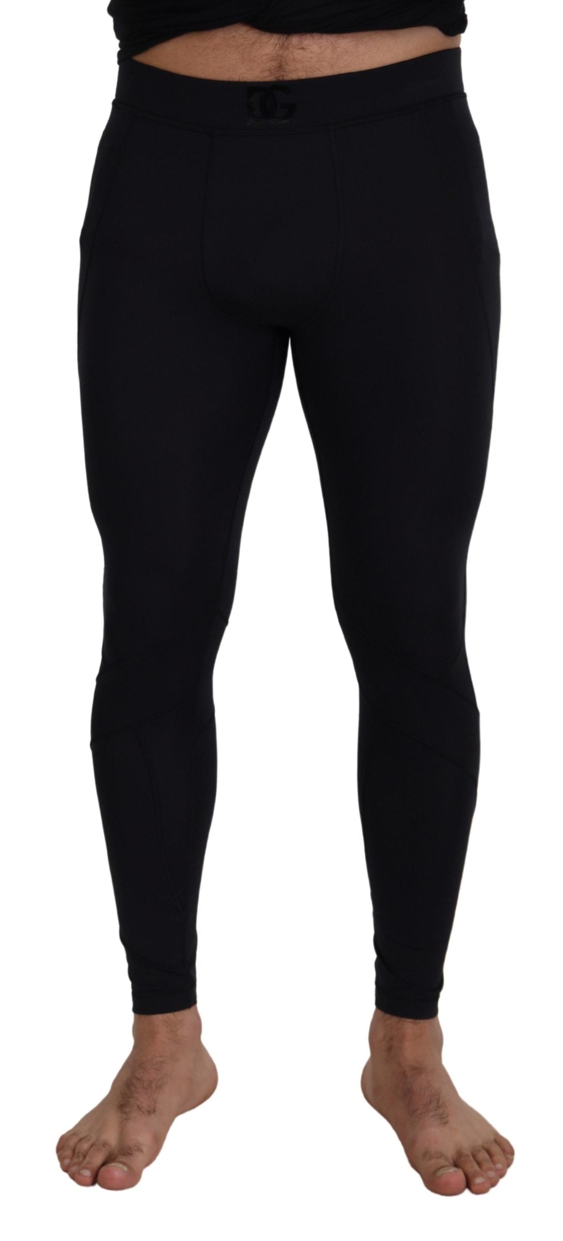 Zwarte nylon slim fit stretchbroek