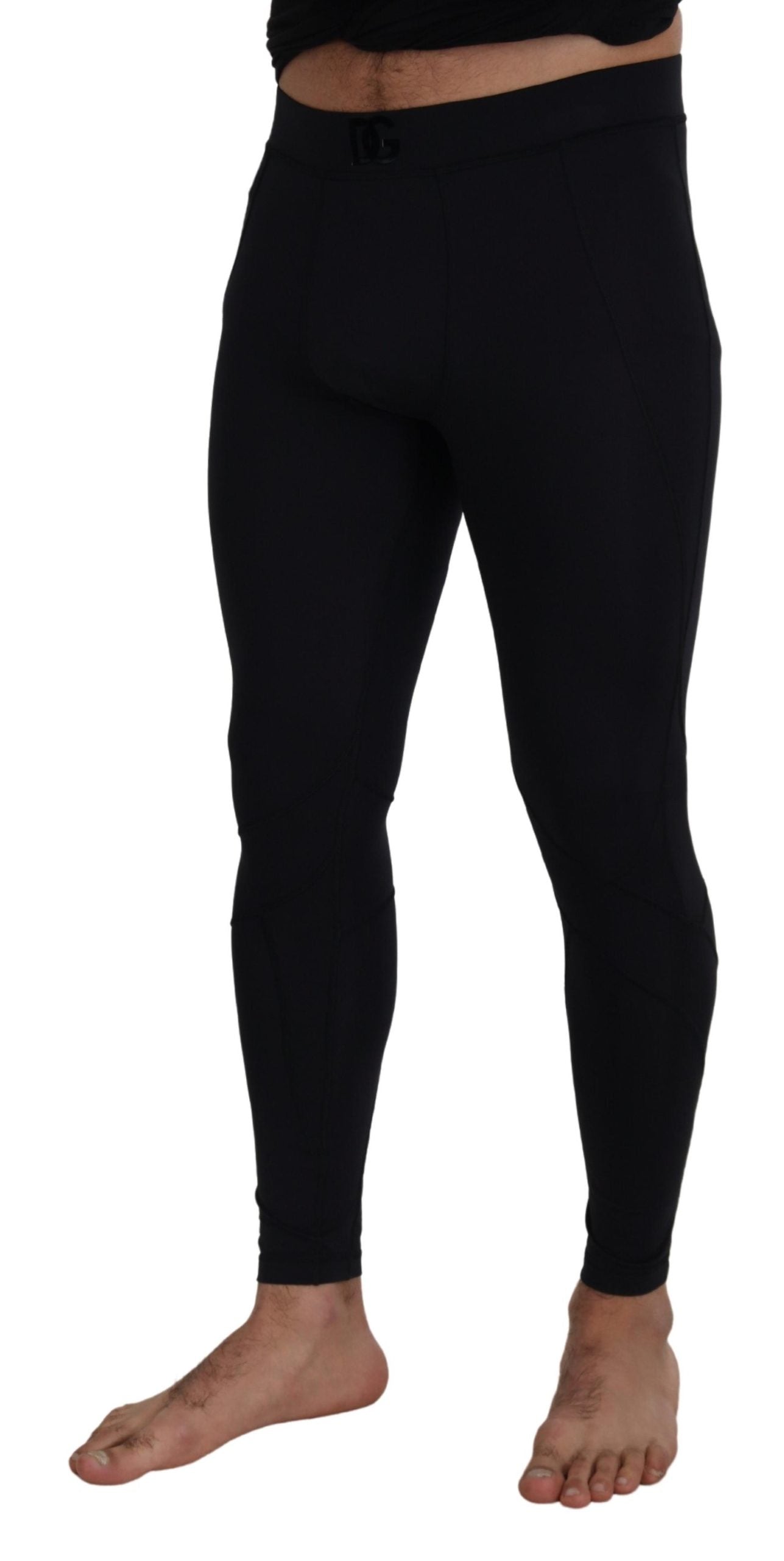 Zwarte nylon slim fit stretchbroek