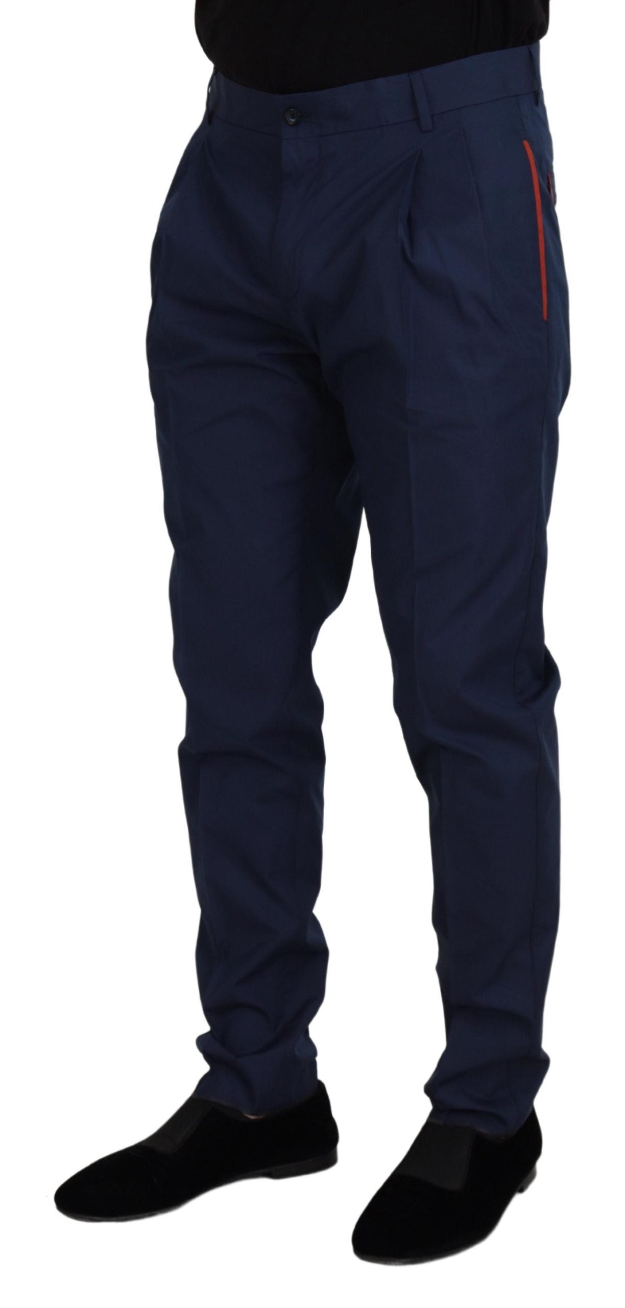 Blauwe katoenen chino-formele broek